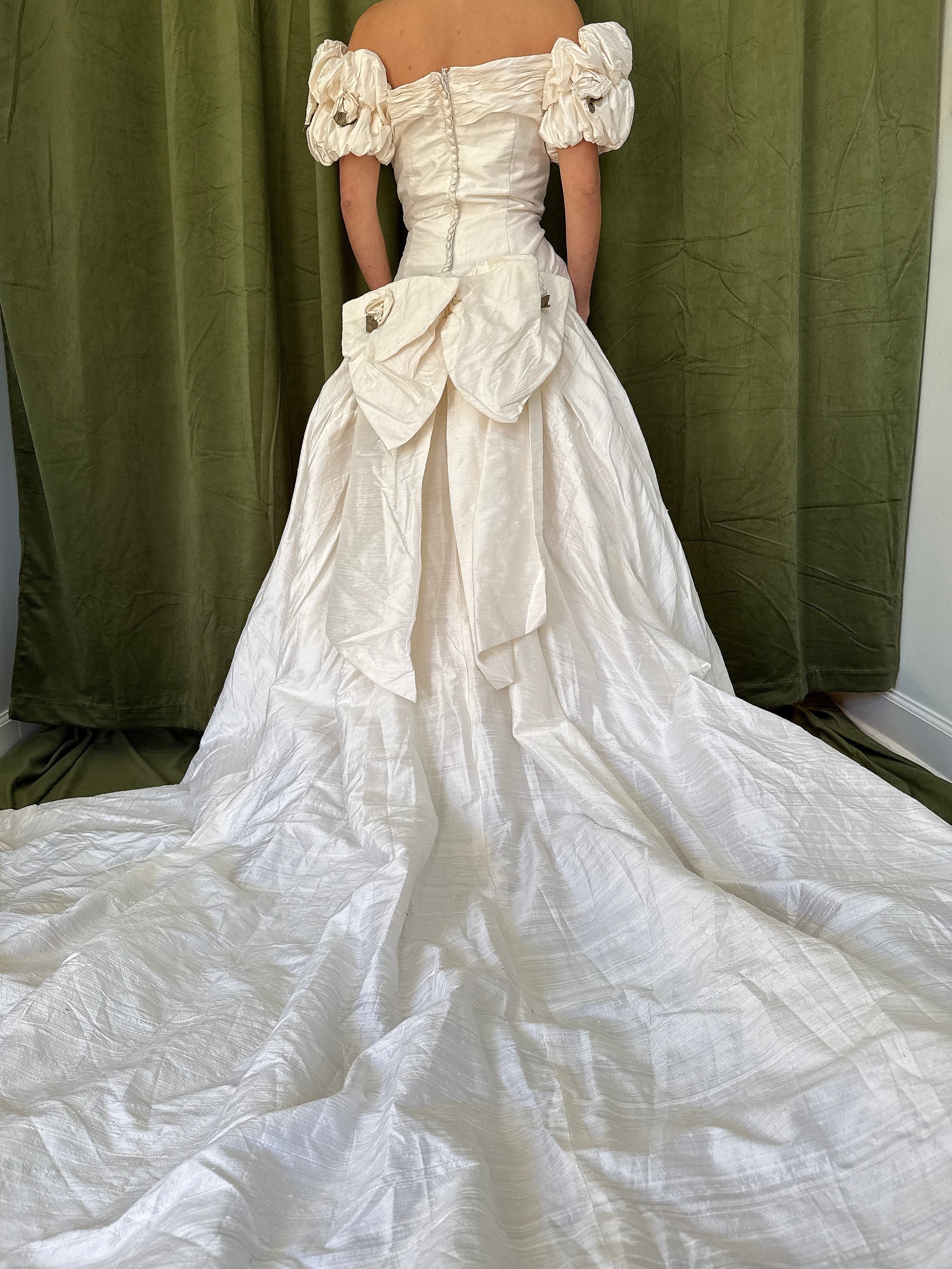 Vintage Dupioni Silk Draped Gown - L/12