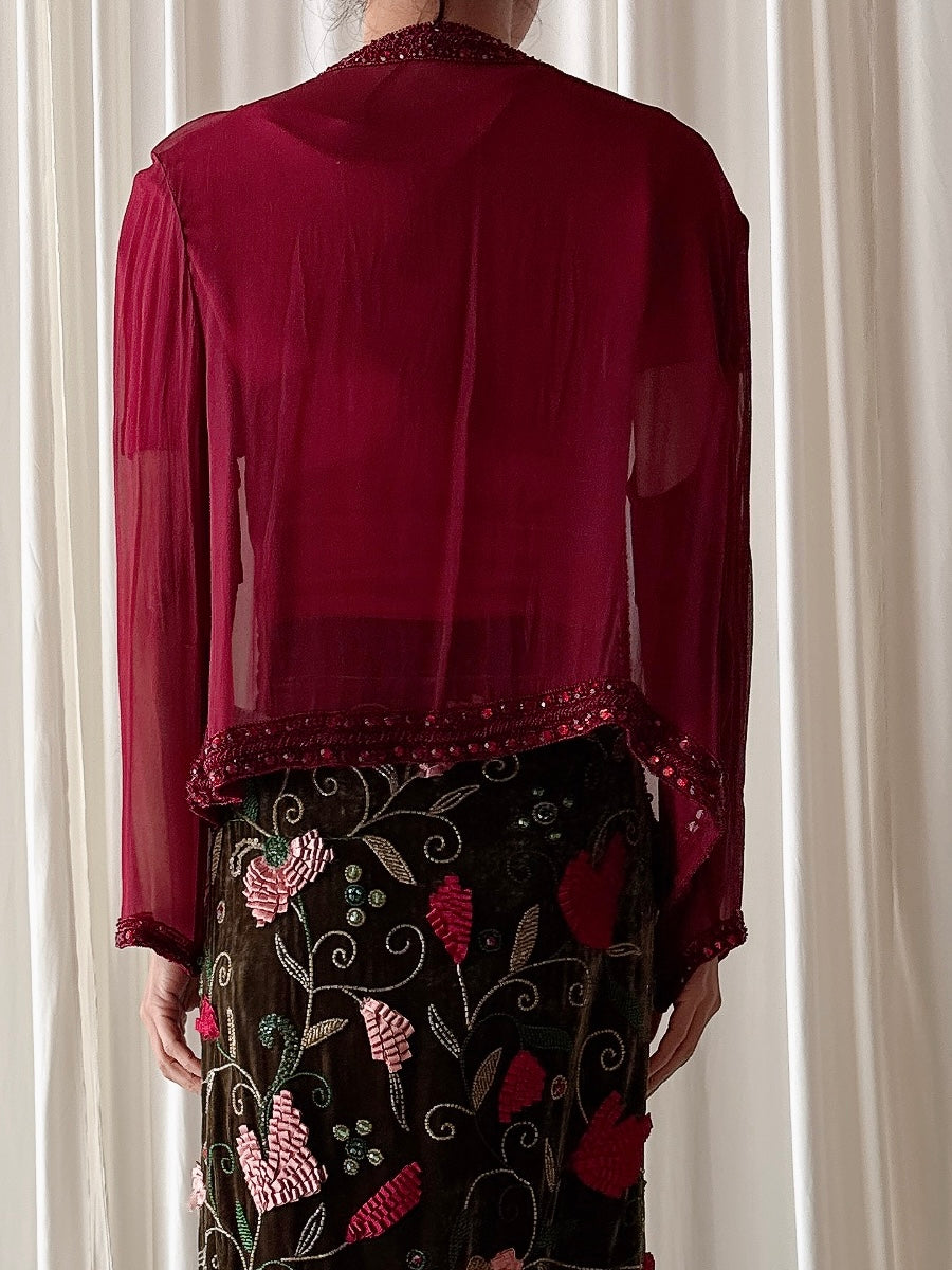 Vintage SCALA Ruby Silk Bolero - Size 12
