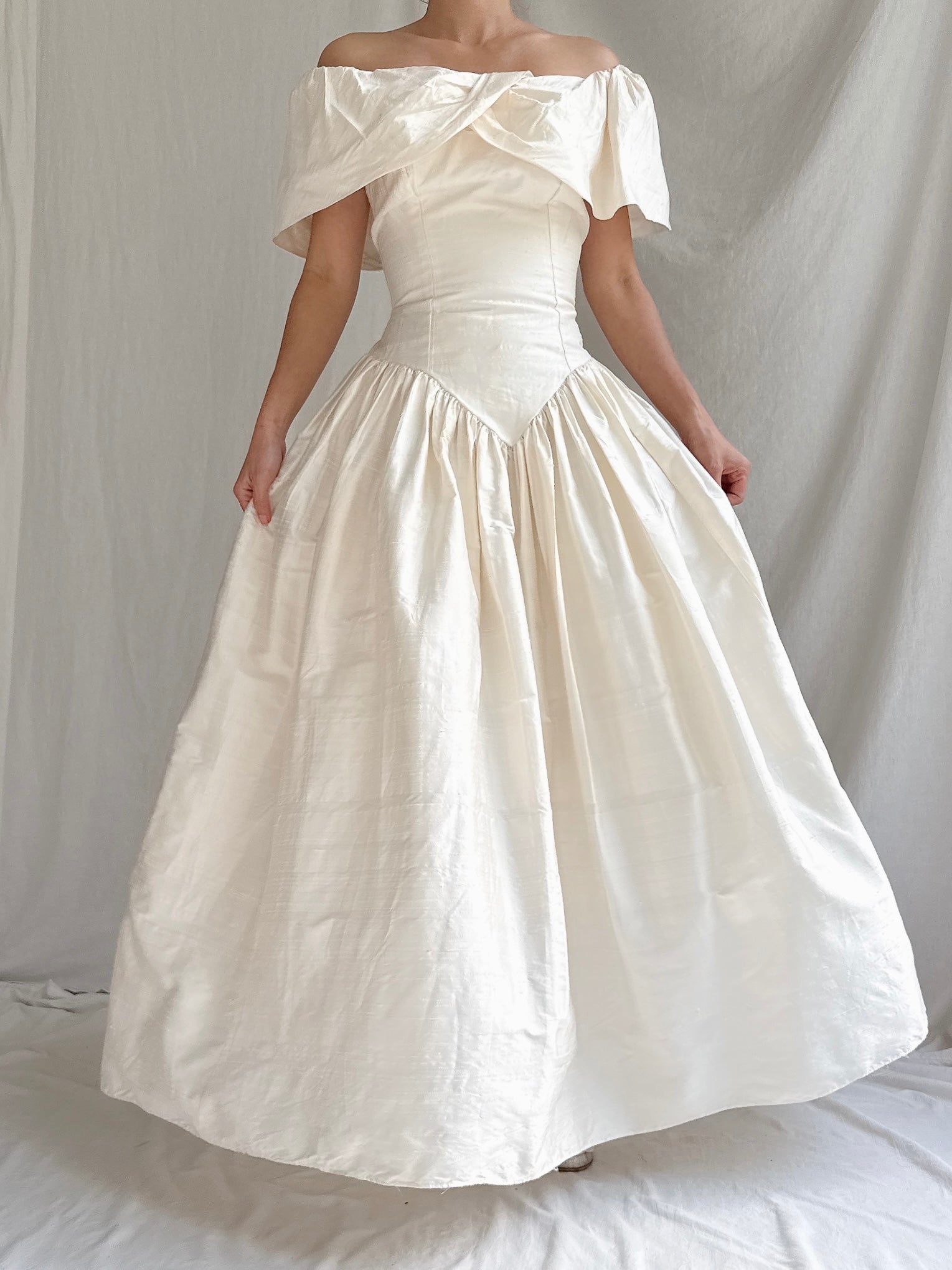 Vintage Raw Silk Tea-Length Dress - M