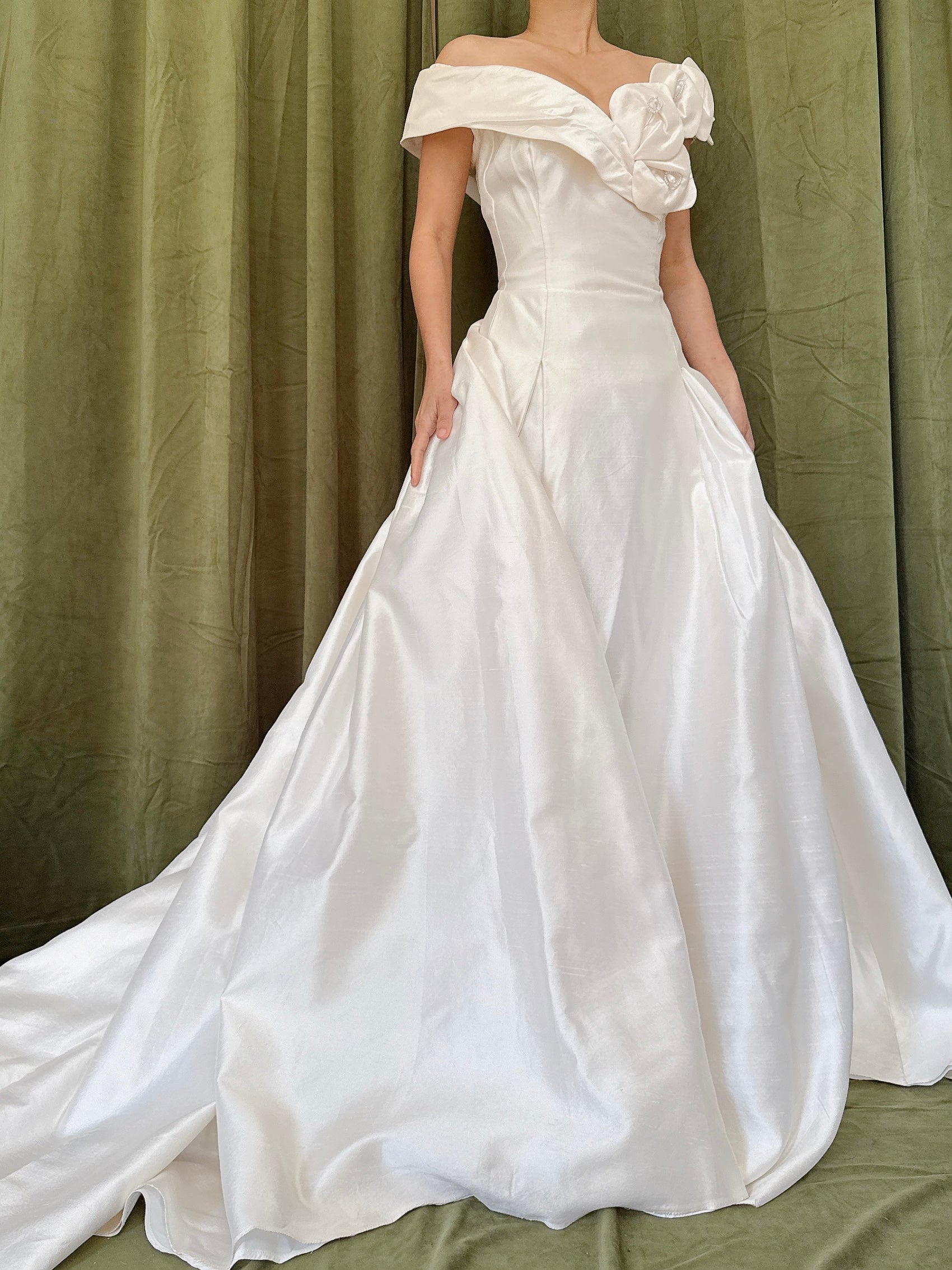 Vintage Silk Calla Lily Gown - M