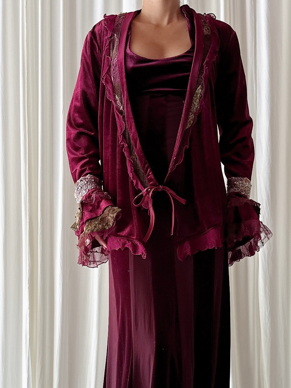 Vintage Angel Nina Paris Maroon Velvet Jacket - Size 44
