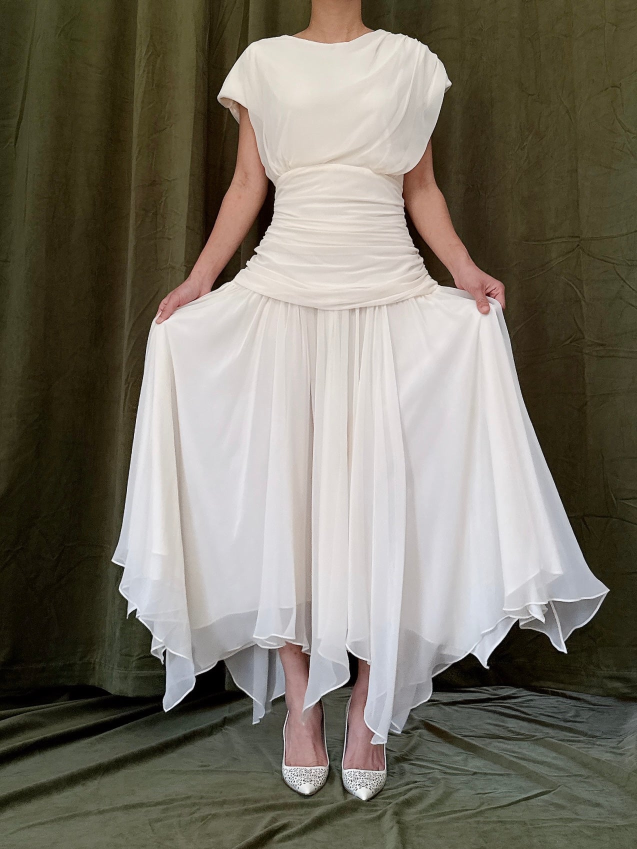 Vintage Handkerchief Hem Dress - S