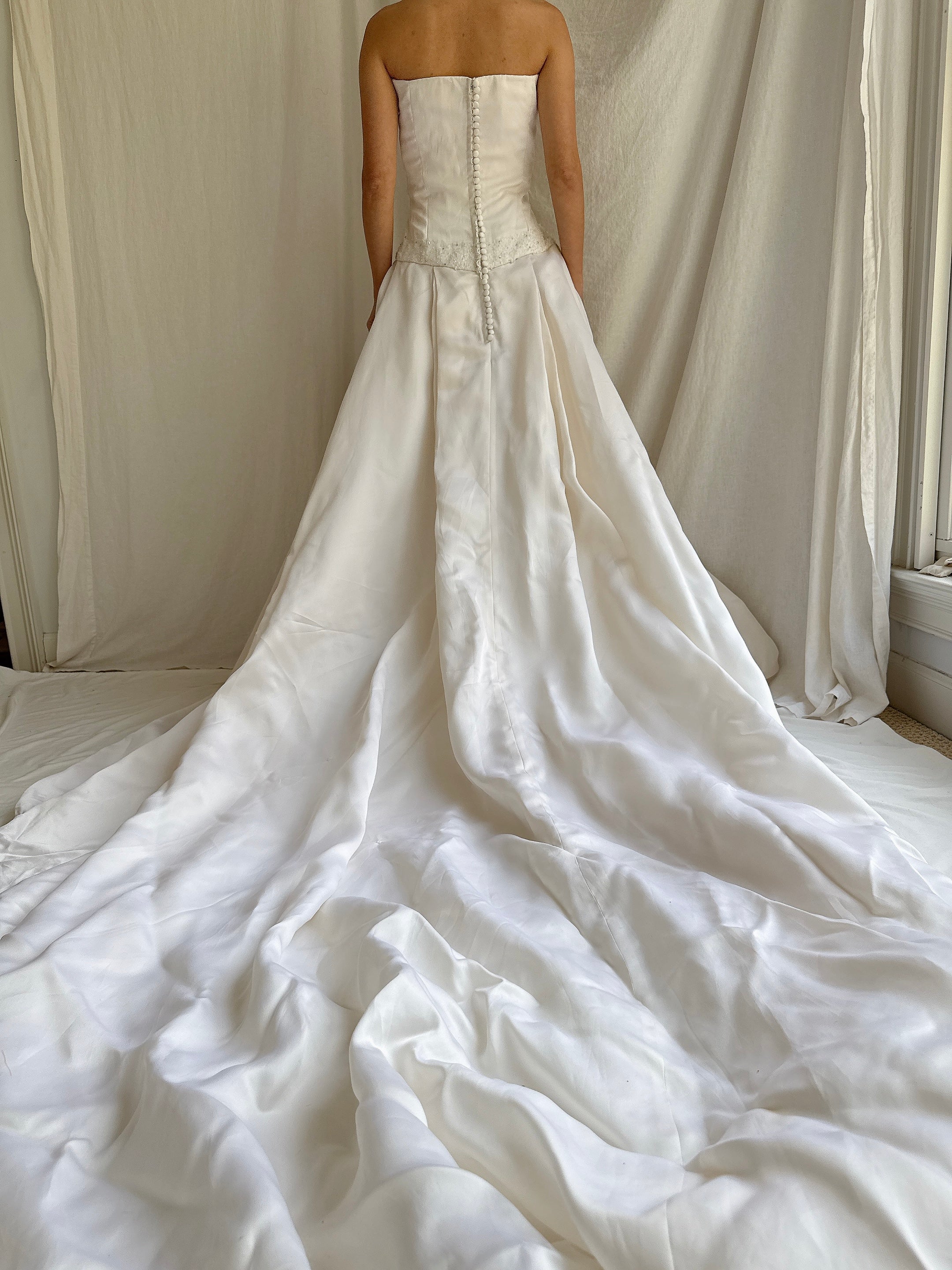 Vintage Manale NY Silk Organza Strapless Gown - S