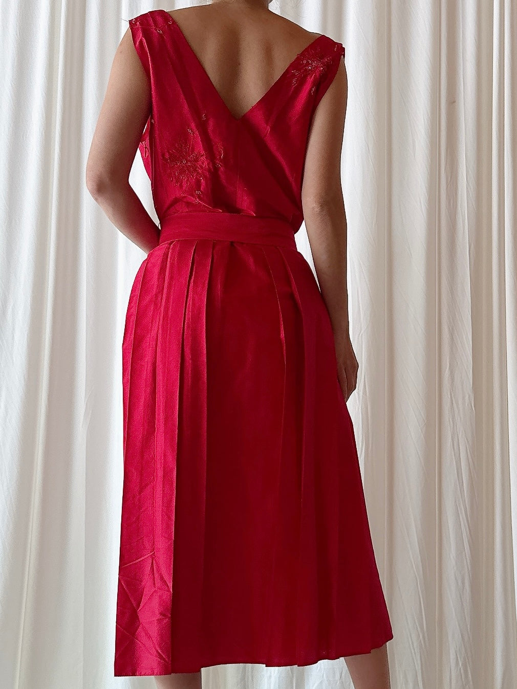 Vintage Futura Red Silk Dress - size 44