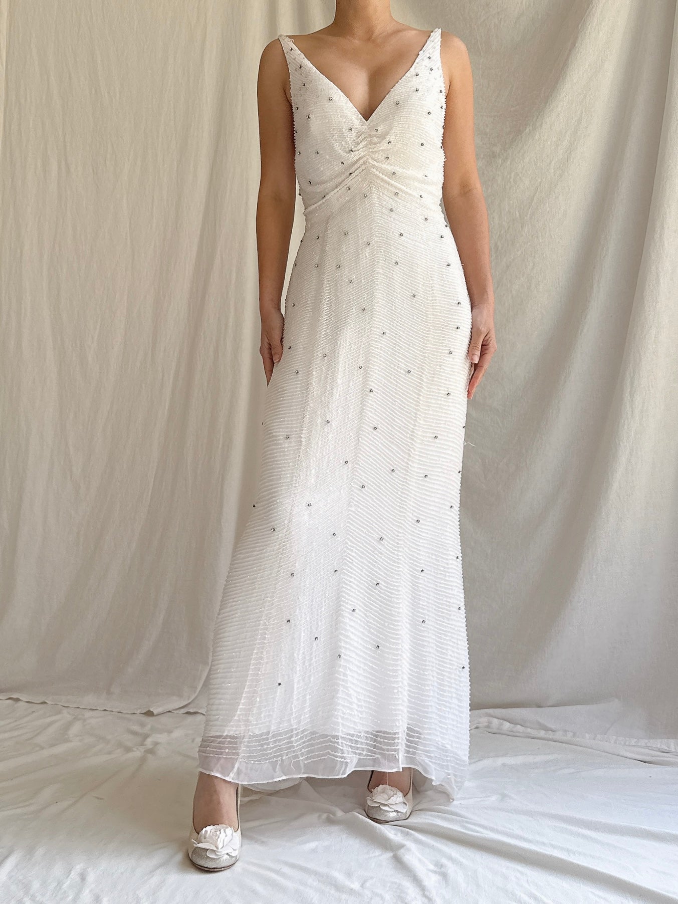 Vintage Silk Beaded Gown - S/6