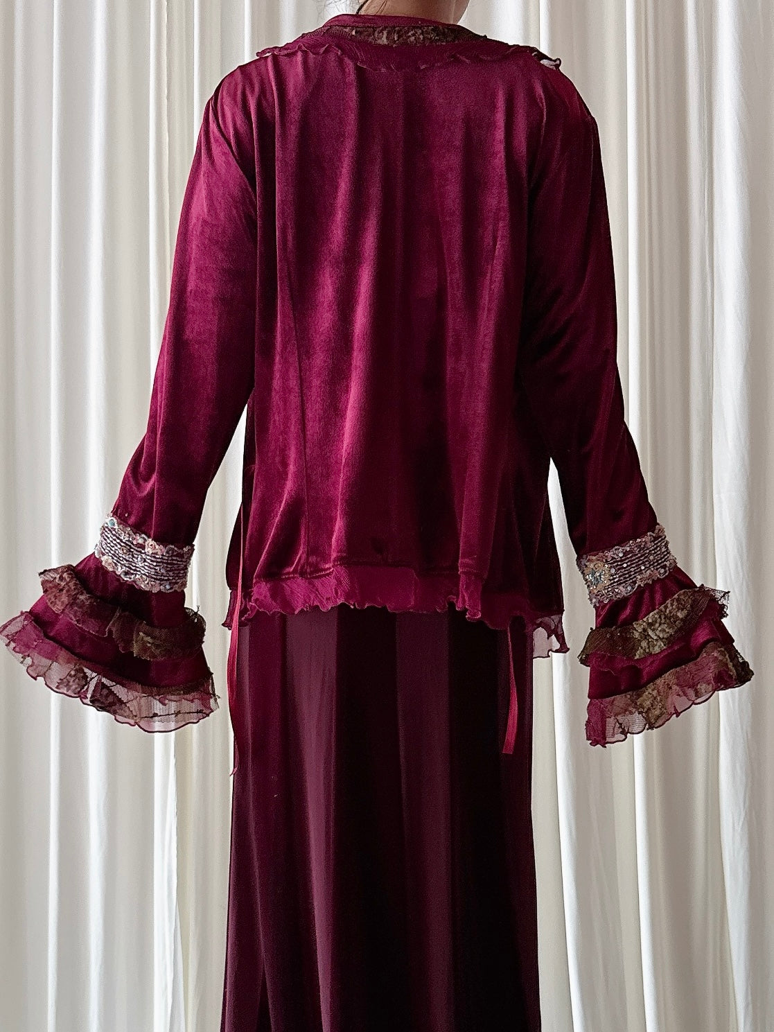 Vintage Angel Nina Paris Maroon Velvet Jacket - Size 44