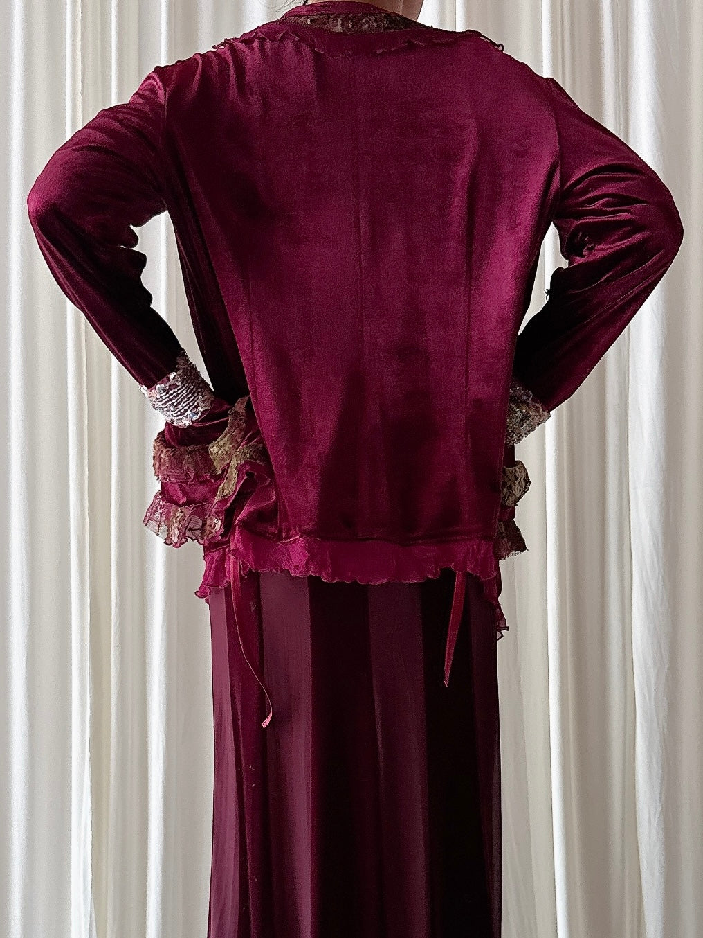 Vintage Angel Nina Paris Maroon Velvet Jacket - Size 44