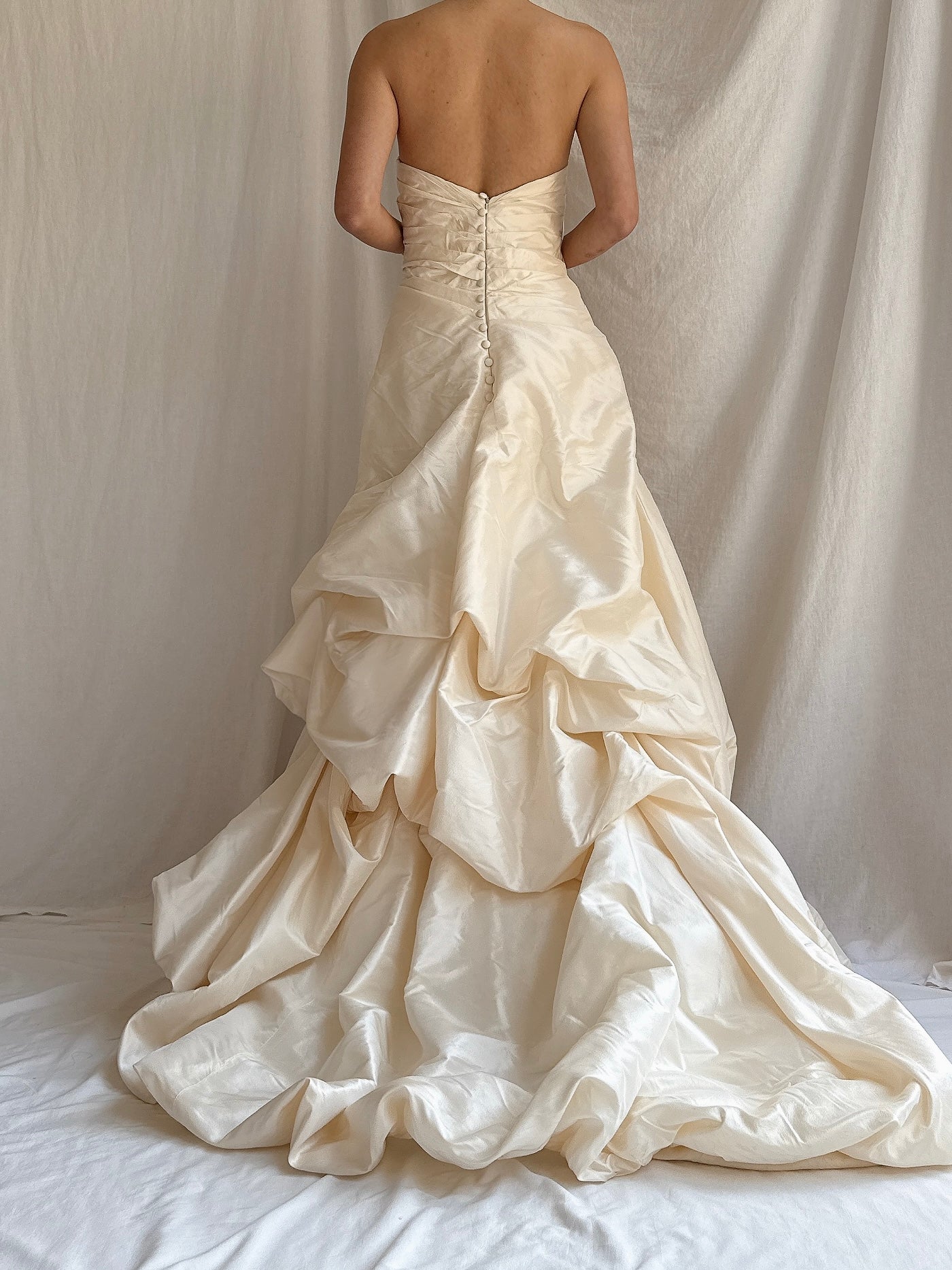 Vintage Van Lear Couture Silk Draped Gown - S 4