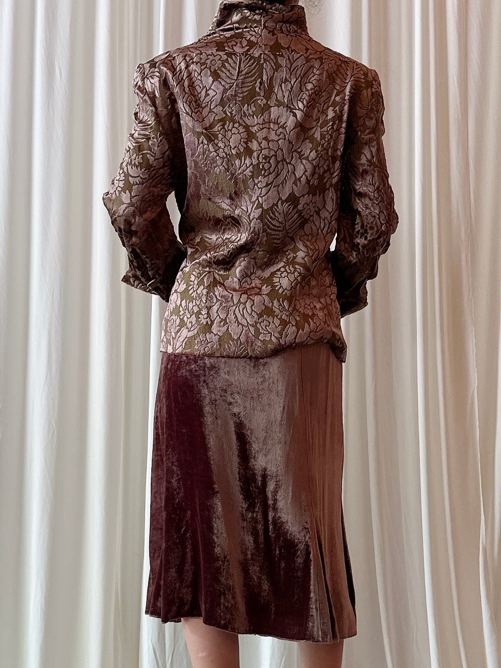 Vintage Paul Vasseur Velvet Brown 2 Piece Set - FR 44