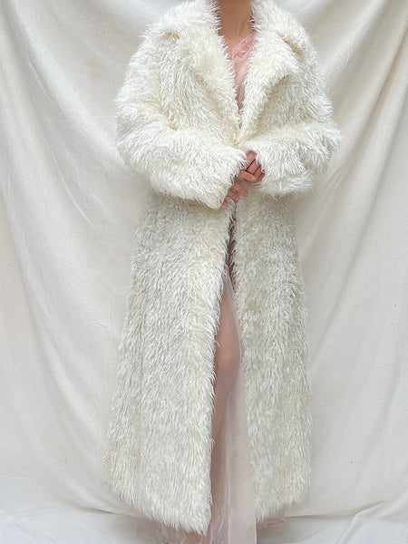 【muguet】shaggy long coat ivory muguet shaggy long coat white