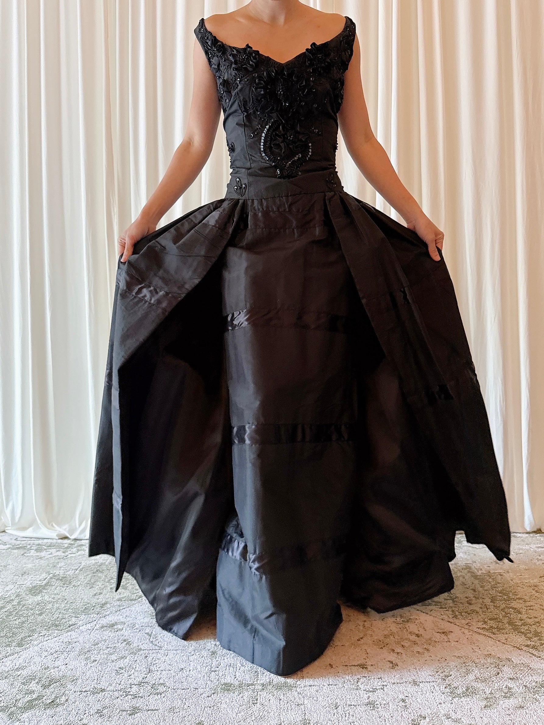Vintage Fanaz Designs Black Silk Dress - Size FR 42