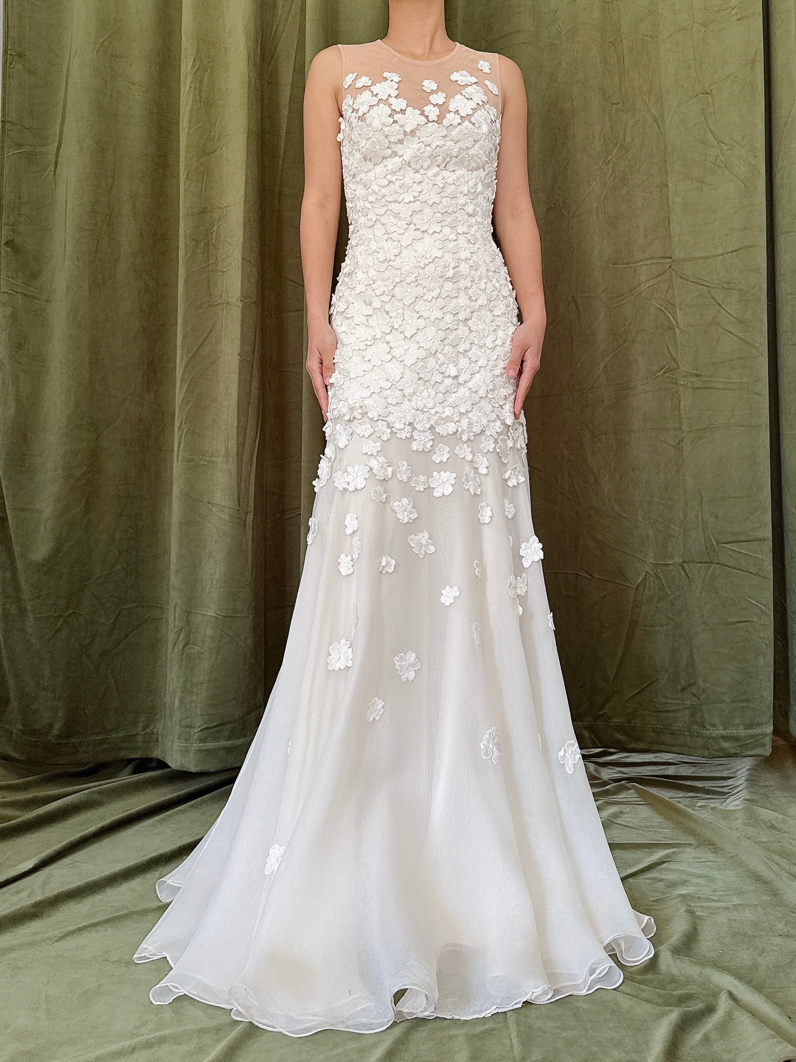 Vintage 3D Flower Silk Organza Dress - XS/2/4