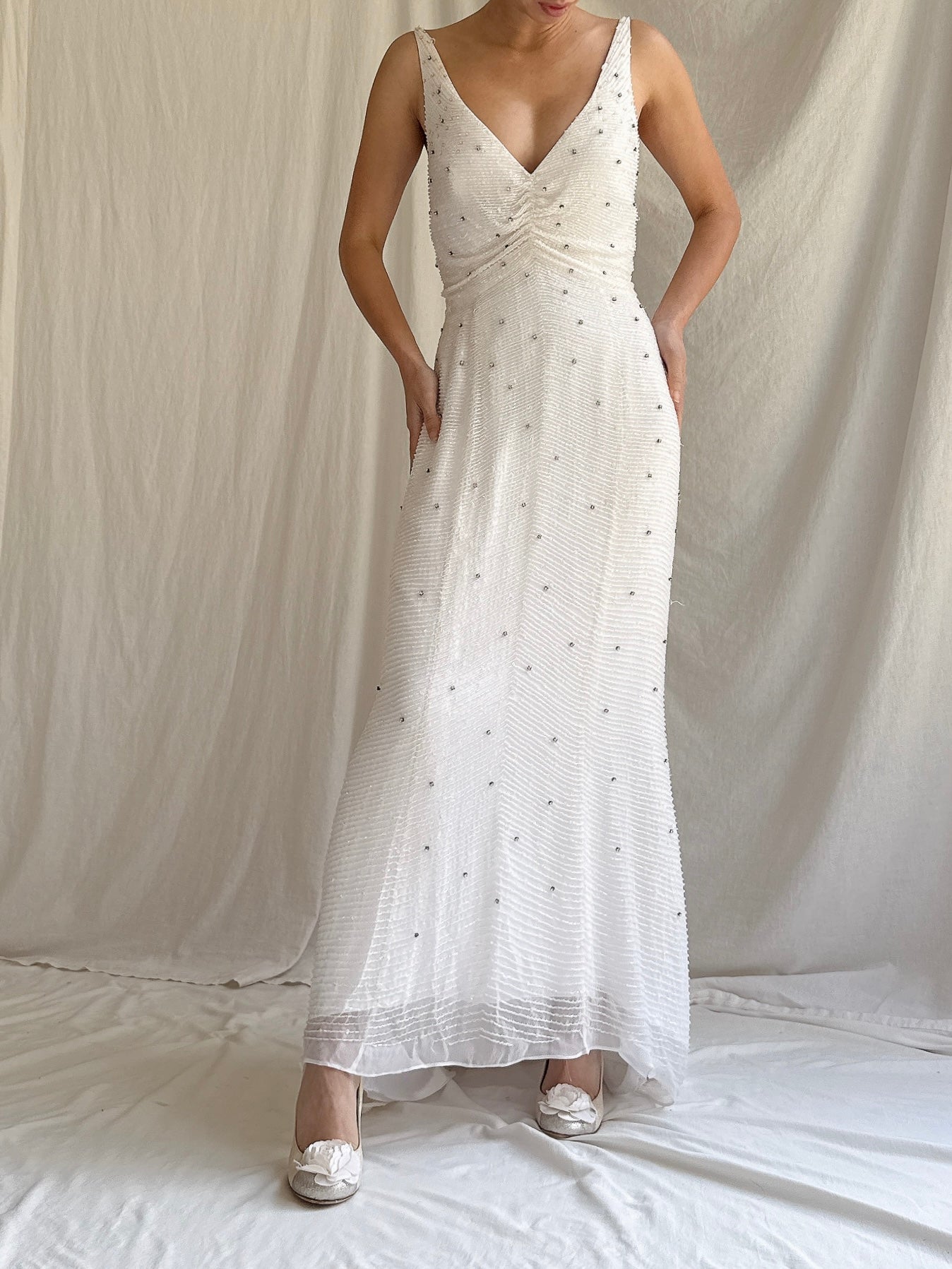Vintage Silk Beaded Gown - S/6