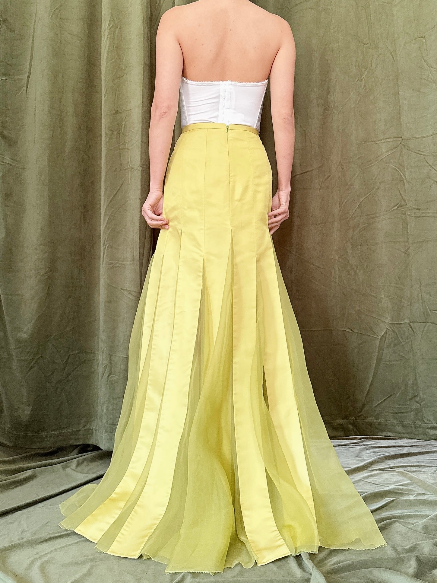 Vintage Chartreuse Cailan’D Silk Organza Skirt - M