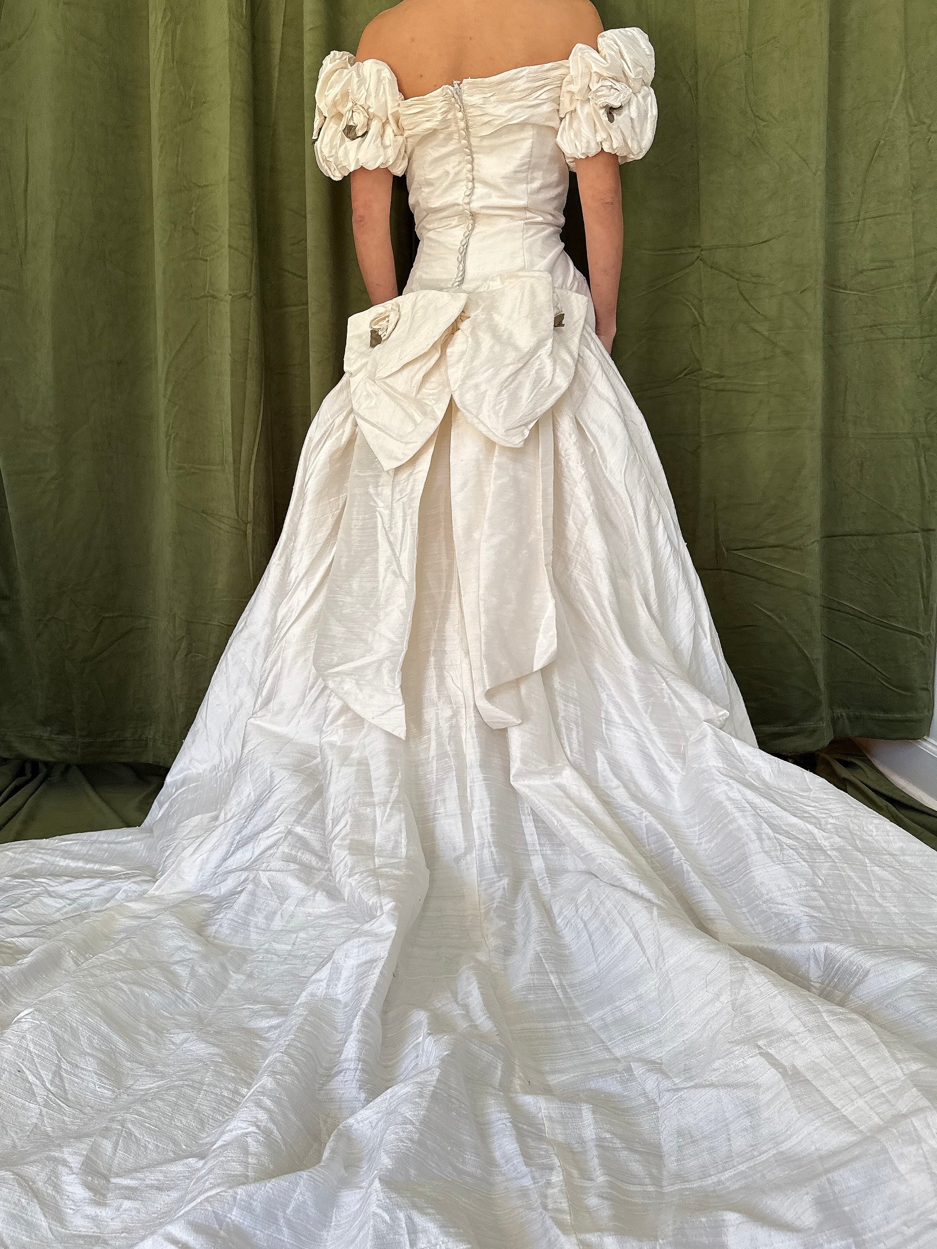 Vintage Dupioni Silk Draped Gown - L/12
