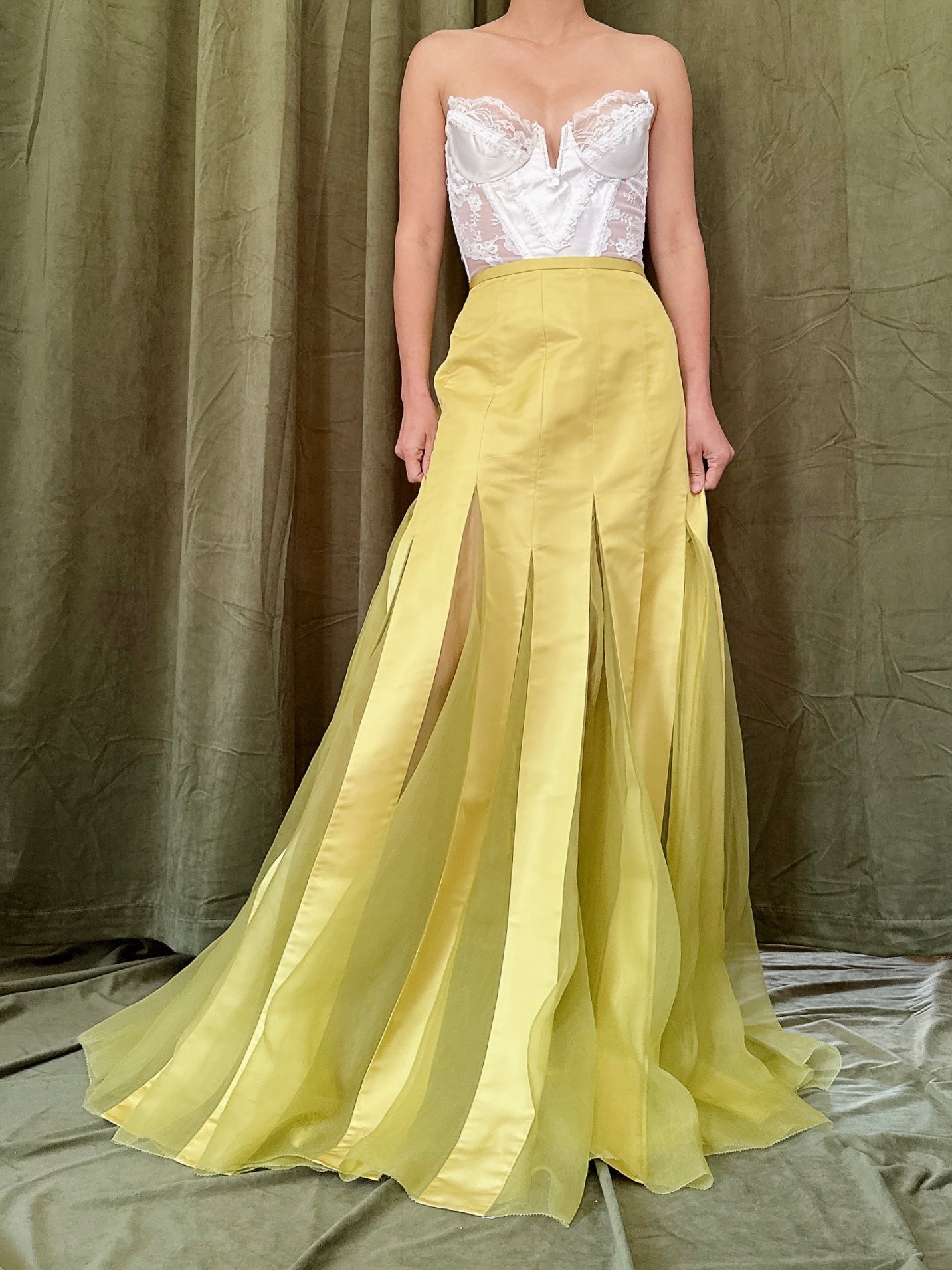 Vintage Chartreuse Cailan’D Silk Organza Skirt - M