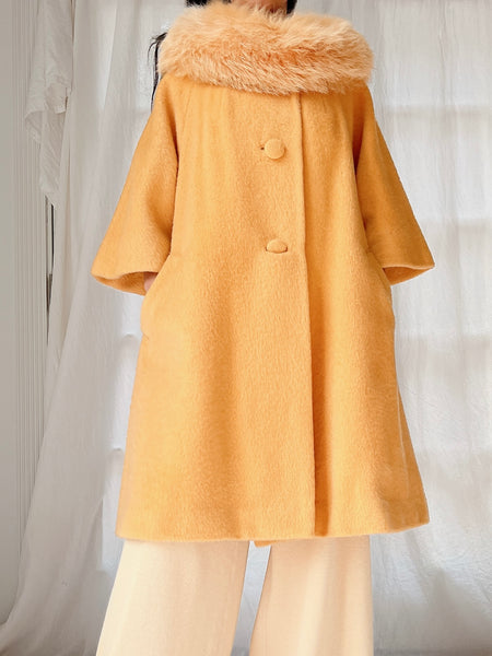 june little closet　Wool coat / fig Maxi Coat UNZIPS to Mini 60s 70s Mod Convertible Coat TRENCH