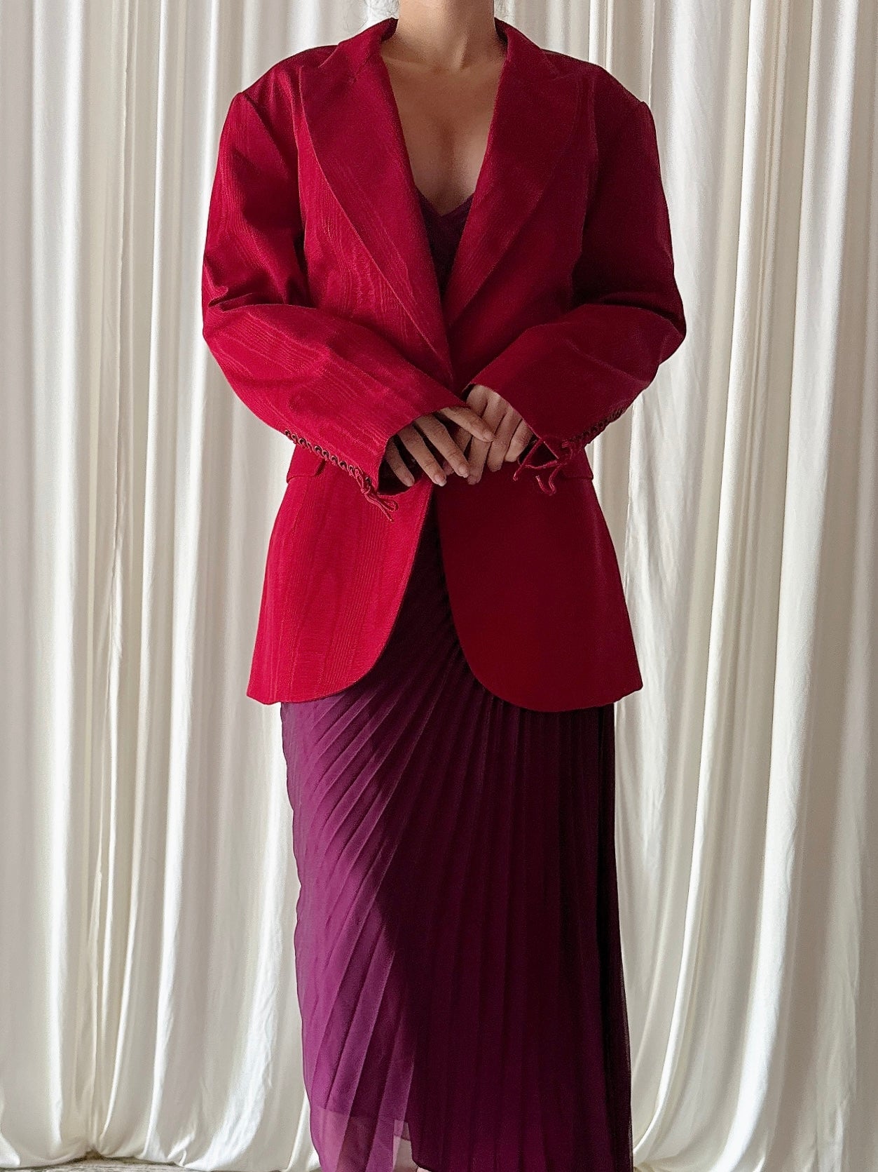 Vintage Nina Ricci Moire Red Jacket - M / 32W