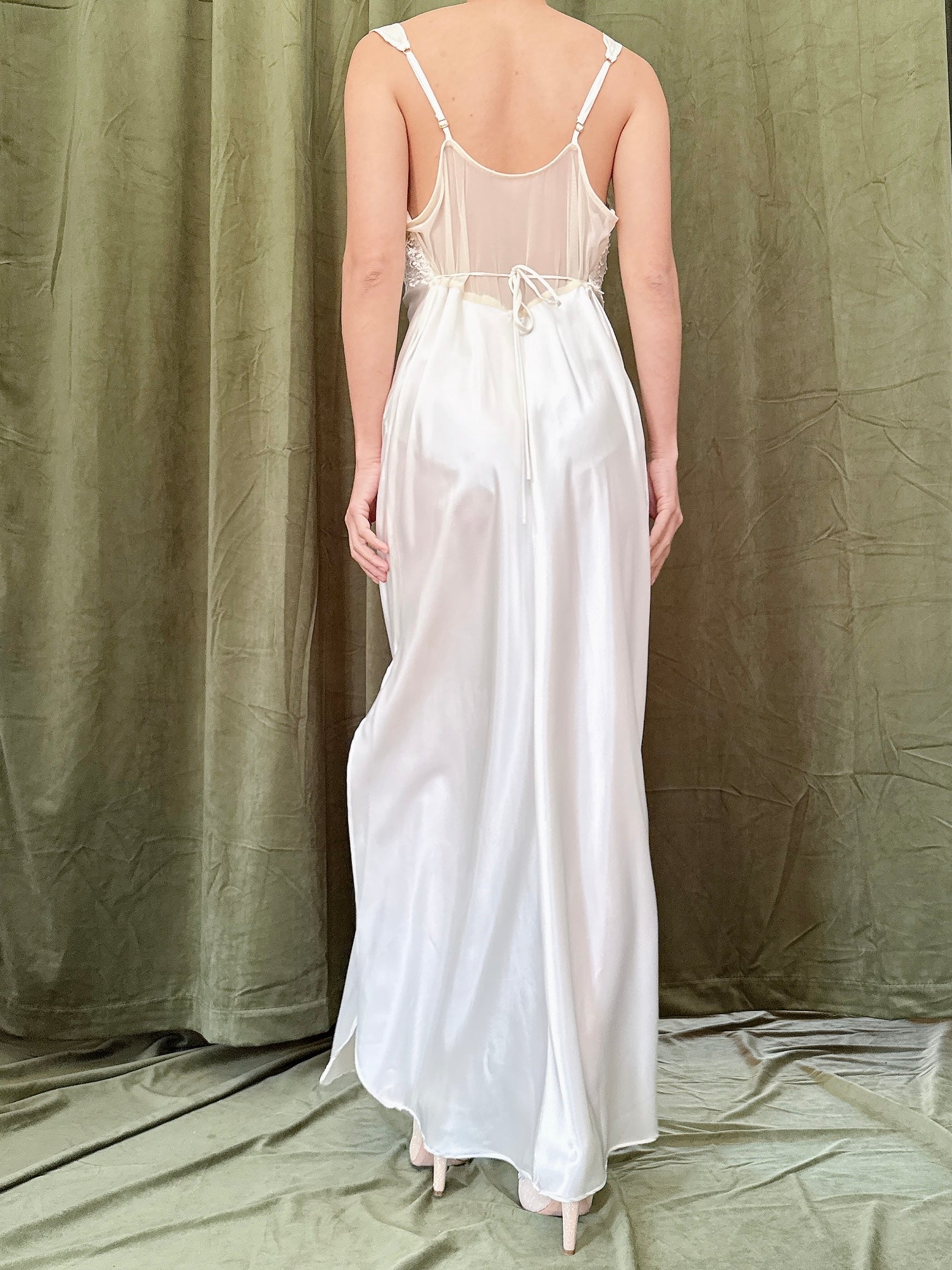 Vintage Lace Bodice Slip Dress - M