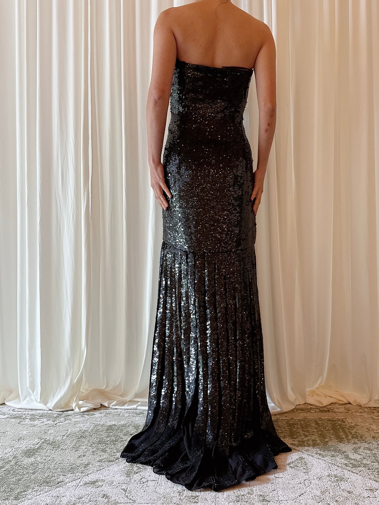 Vintage Belleville Sassoon Black Sequined Dress - UK 16