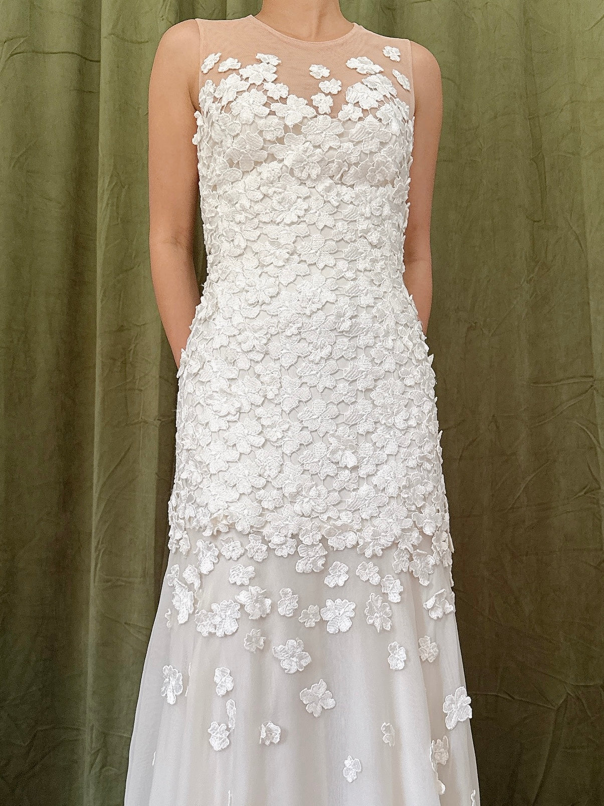 Vintage 3D Flower Silk Organza Dress - XS/2/4