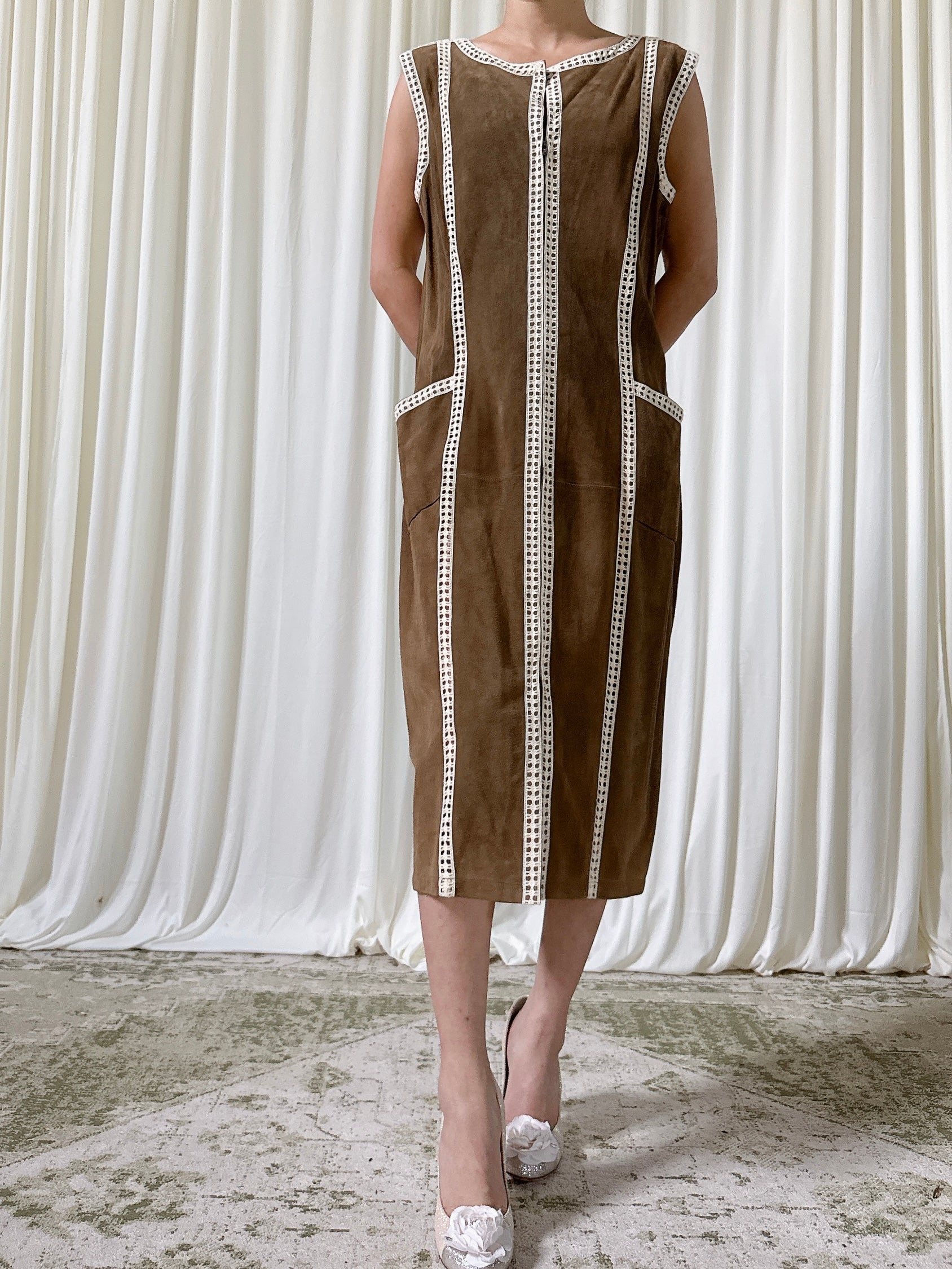 Vintage Albrecht Ollendiek Suede Dress - M