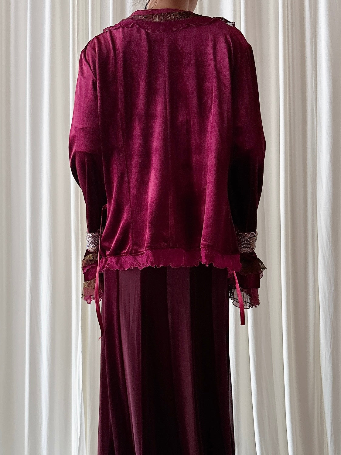 Vintage Angel Nina Paris Maroon Velvet Jacket - Size 44