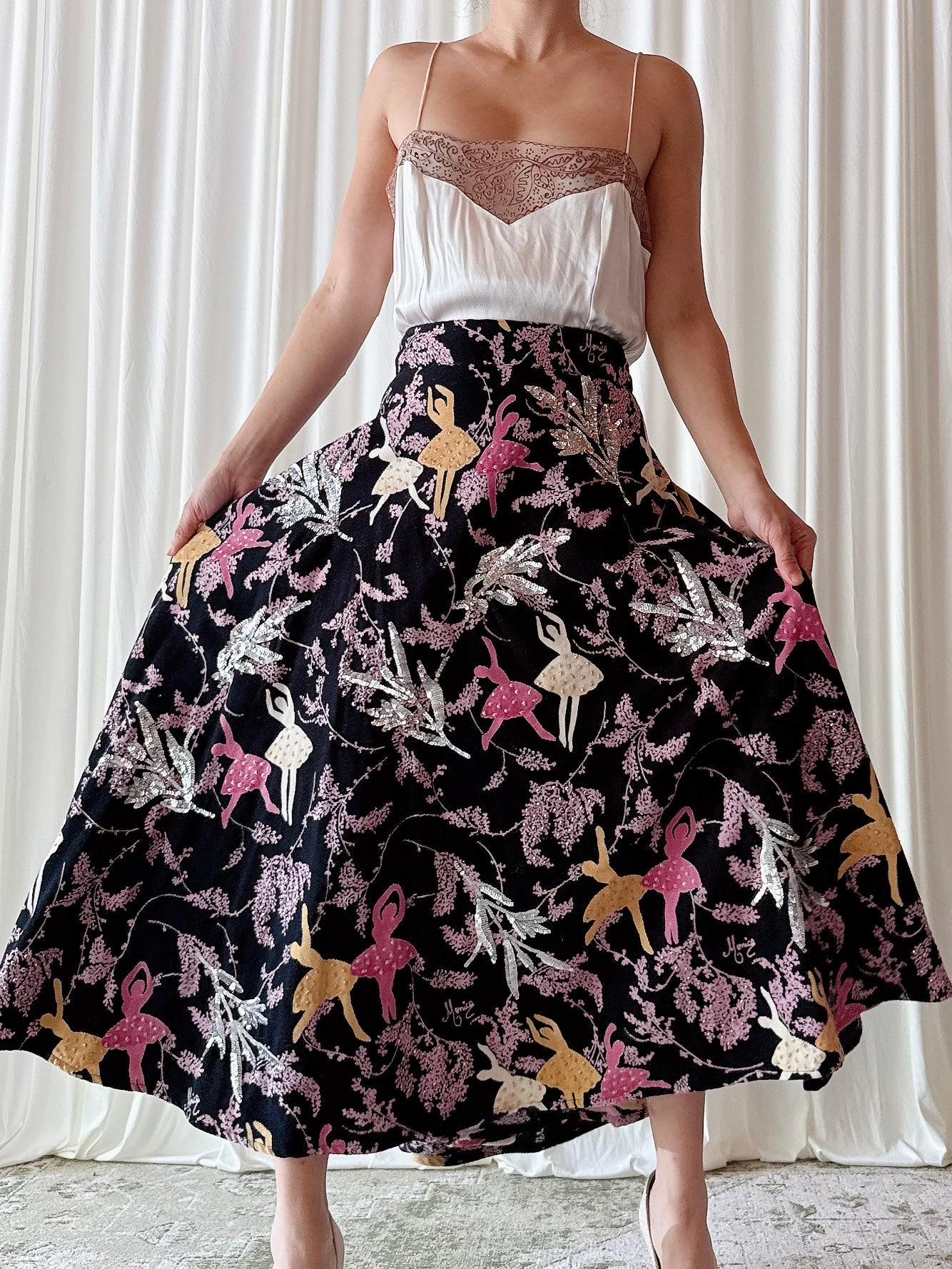Vintage Monica Paris Velvet Ballerina Skirt - Waist 33”