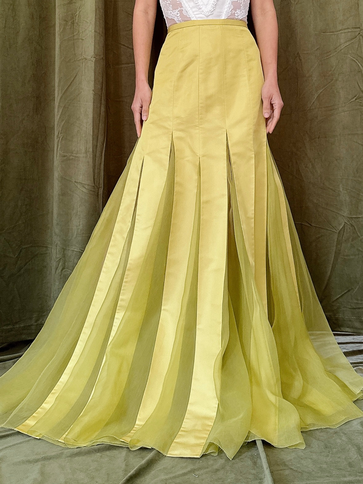Vintage Chartreuse Cailan’D Silk Organza Skirt - M