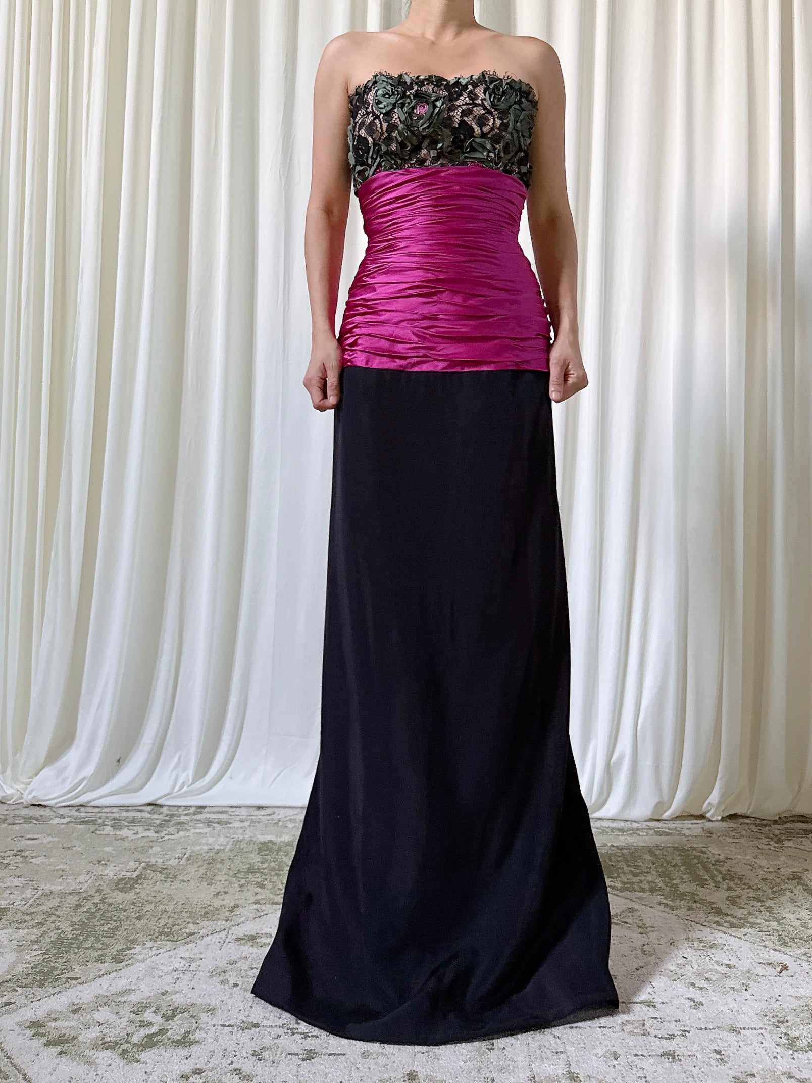 Vintage Empire Waist Silk Gown - Size 12