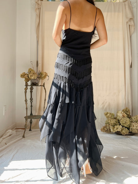 Vintage Silk Handkerchief Hem Dress - S