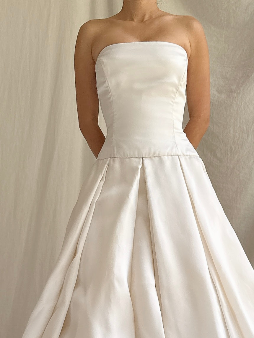 Vintage Manale NY Silk Organza Strapless Gown - S