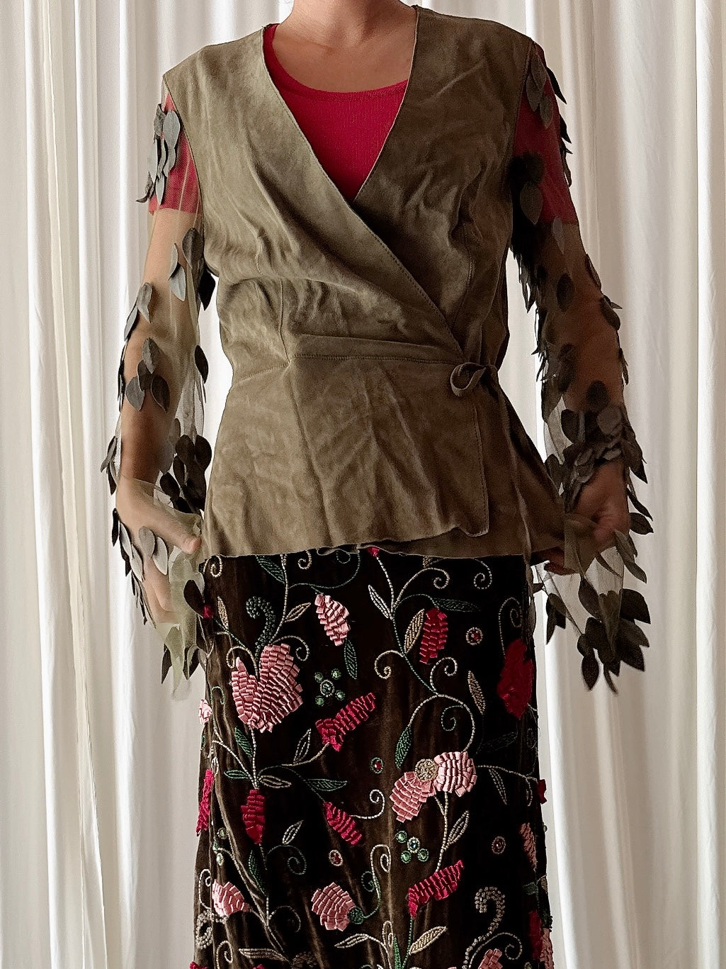 Vintage Estrella G Moss Green Suede Jacket - Size 40