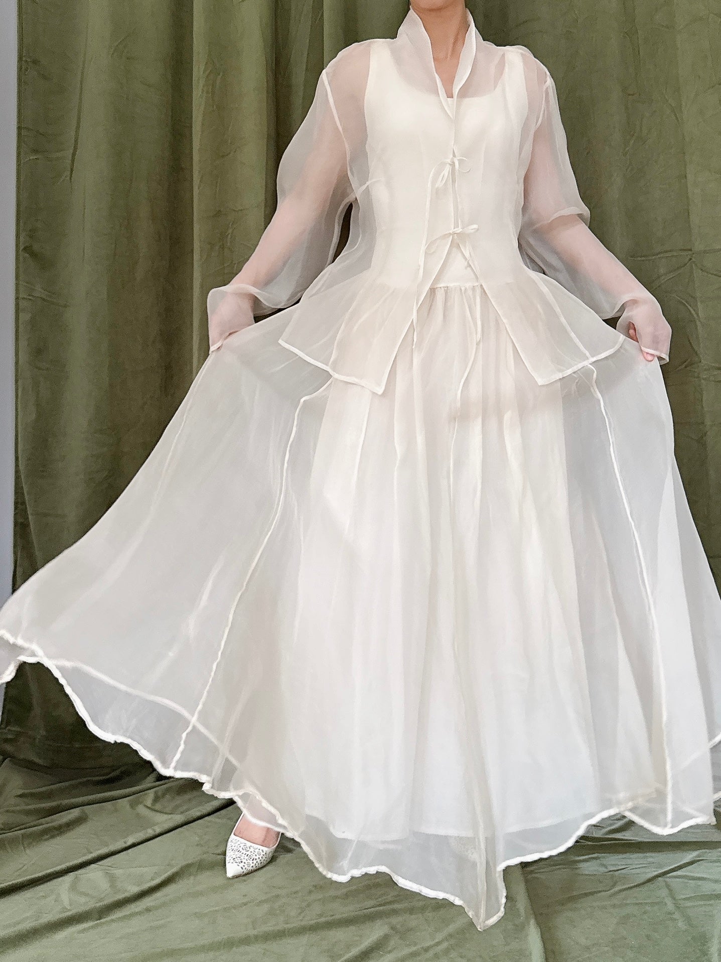 Vintage Silk Organza 2-Piece Set - M