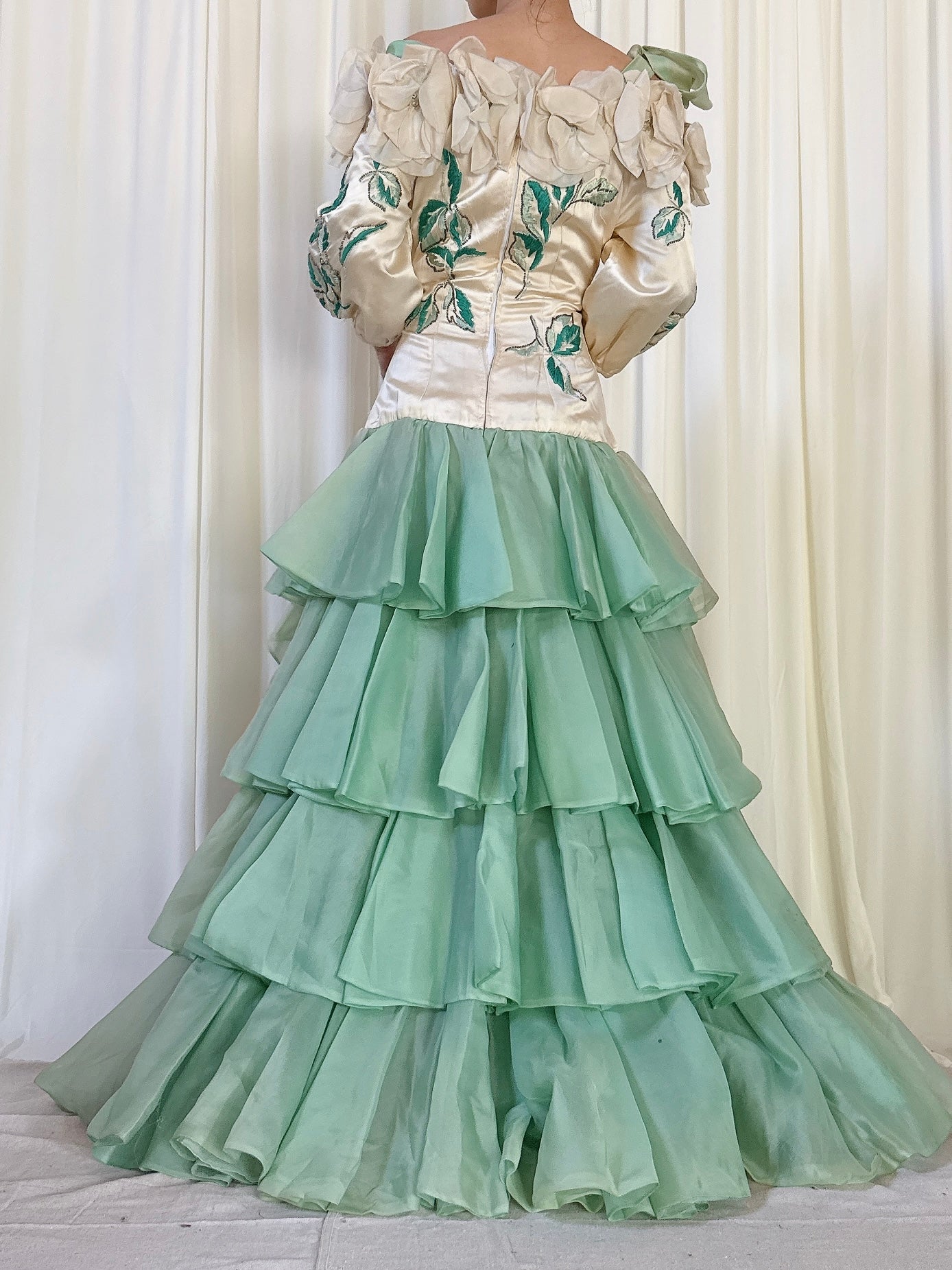 Vintage Nina Ricci Silk Tiered Gown - M/8