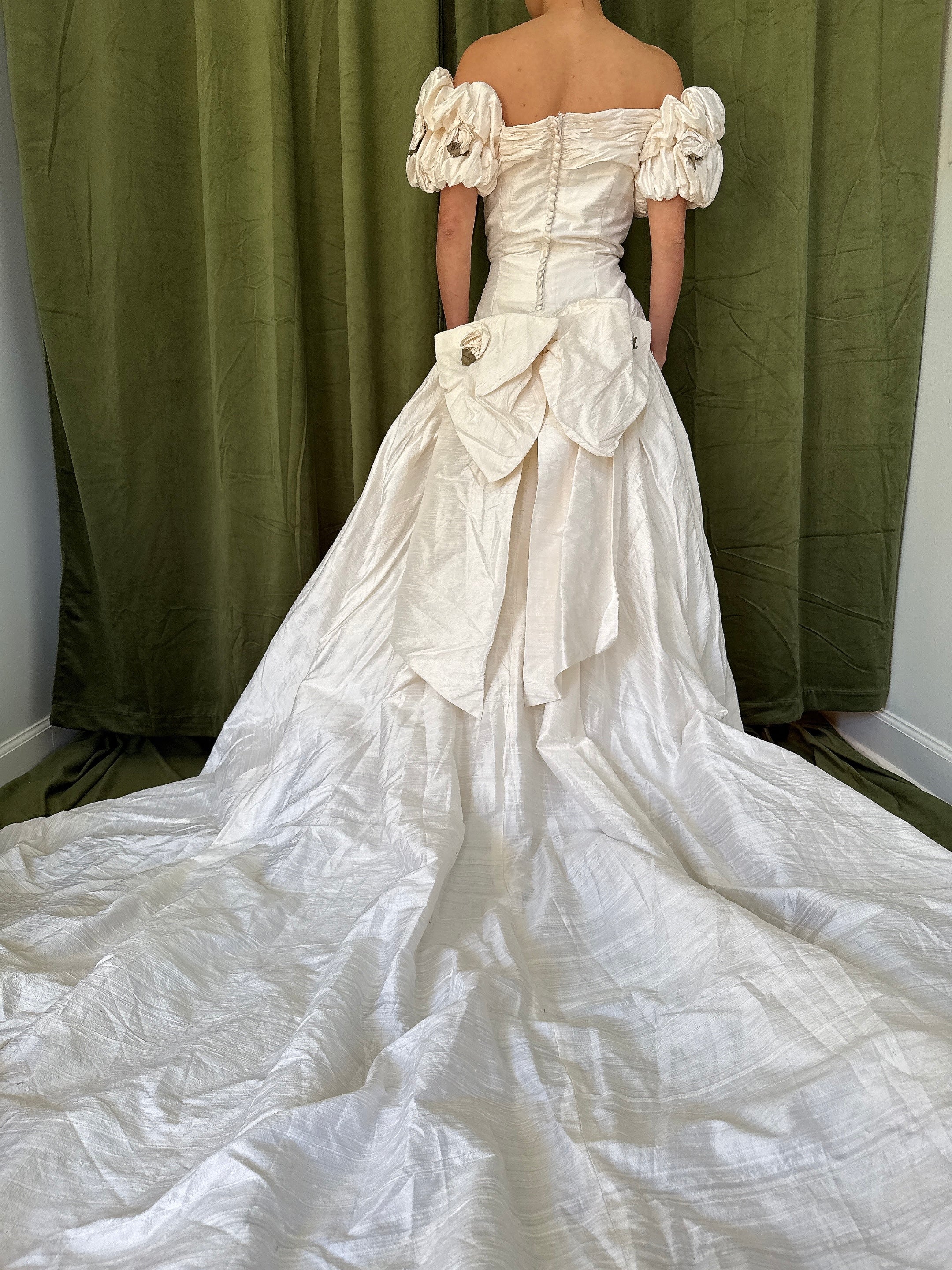 Vintage Dupioni Silk Draped Gown - L/12