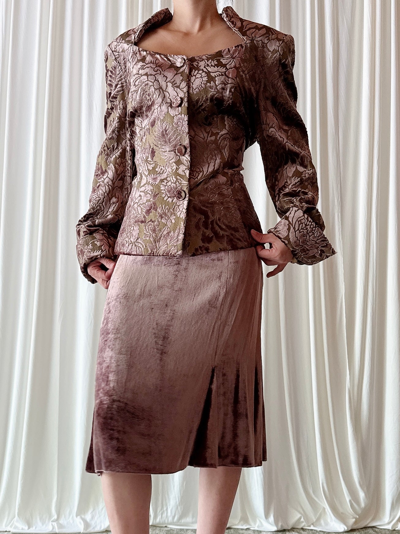 Vintage Paul Vasseur Velvet Brown 2 Piece Set - FR 44
