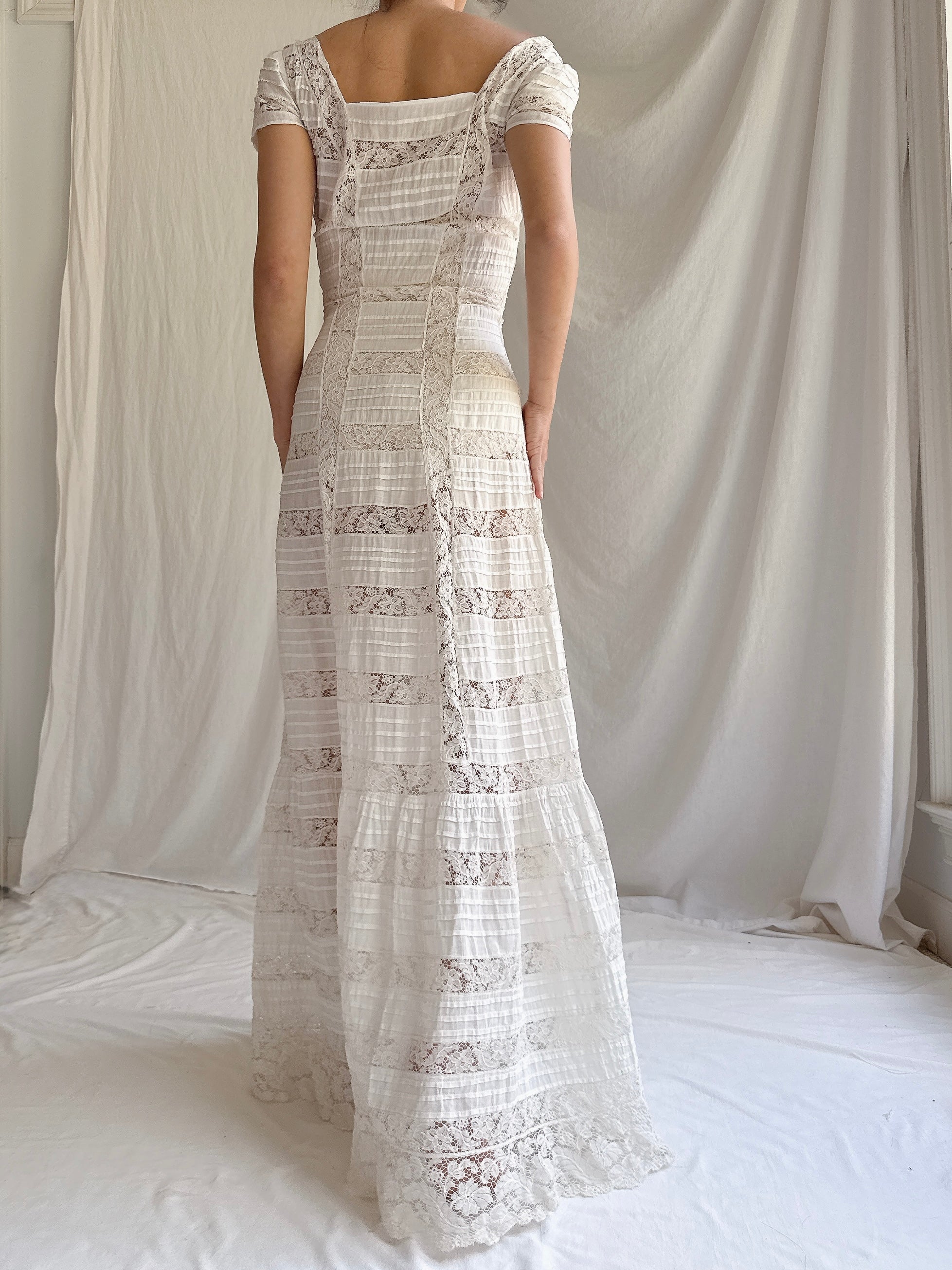 Antique Lace and Cotton Dress - XS