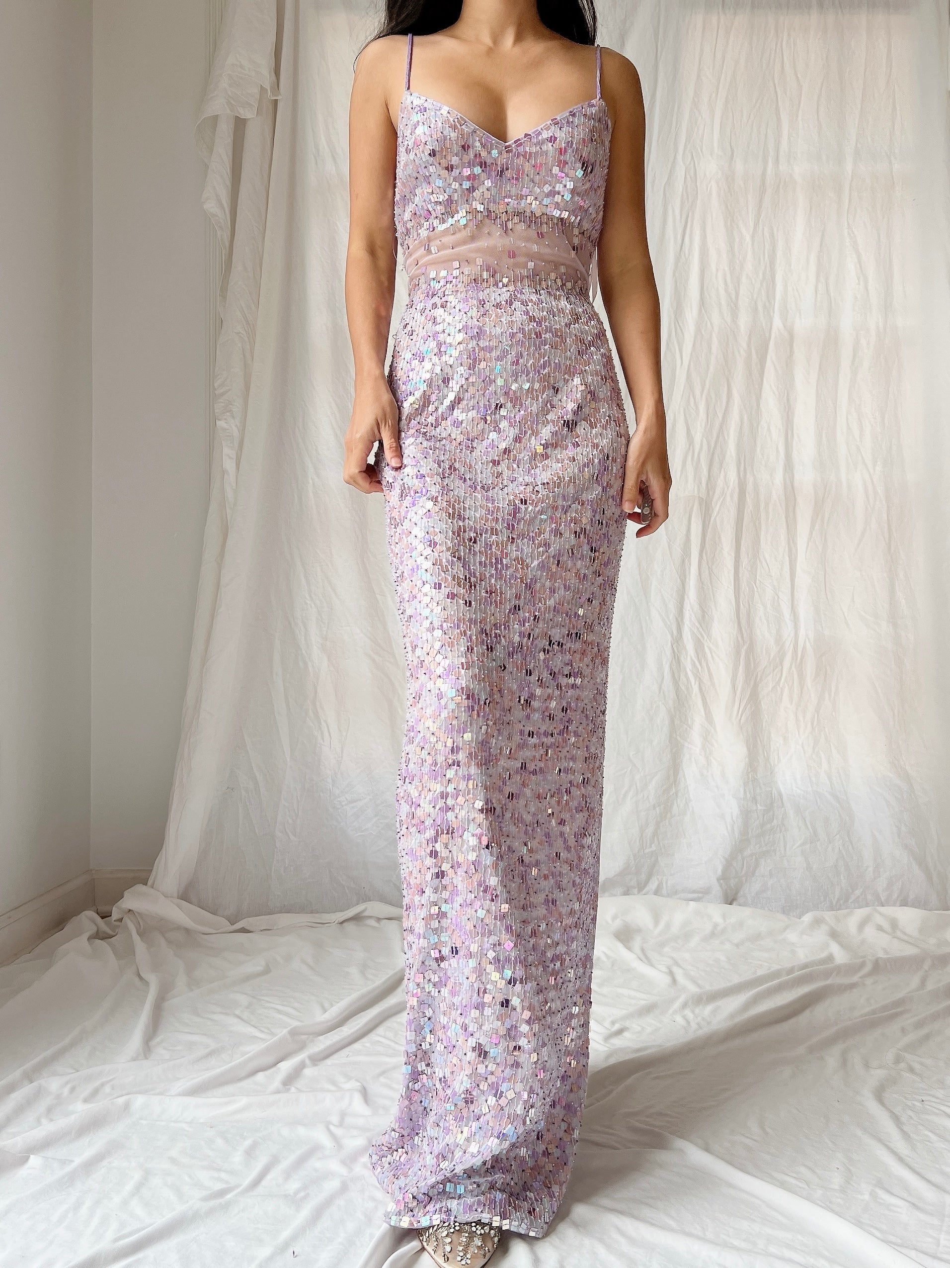 Vintage Lavender Sequins Dress - S