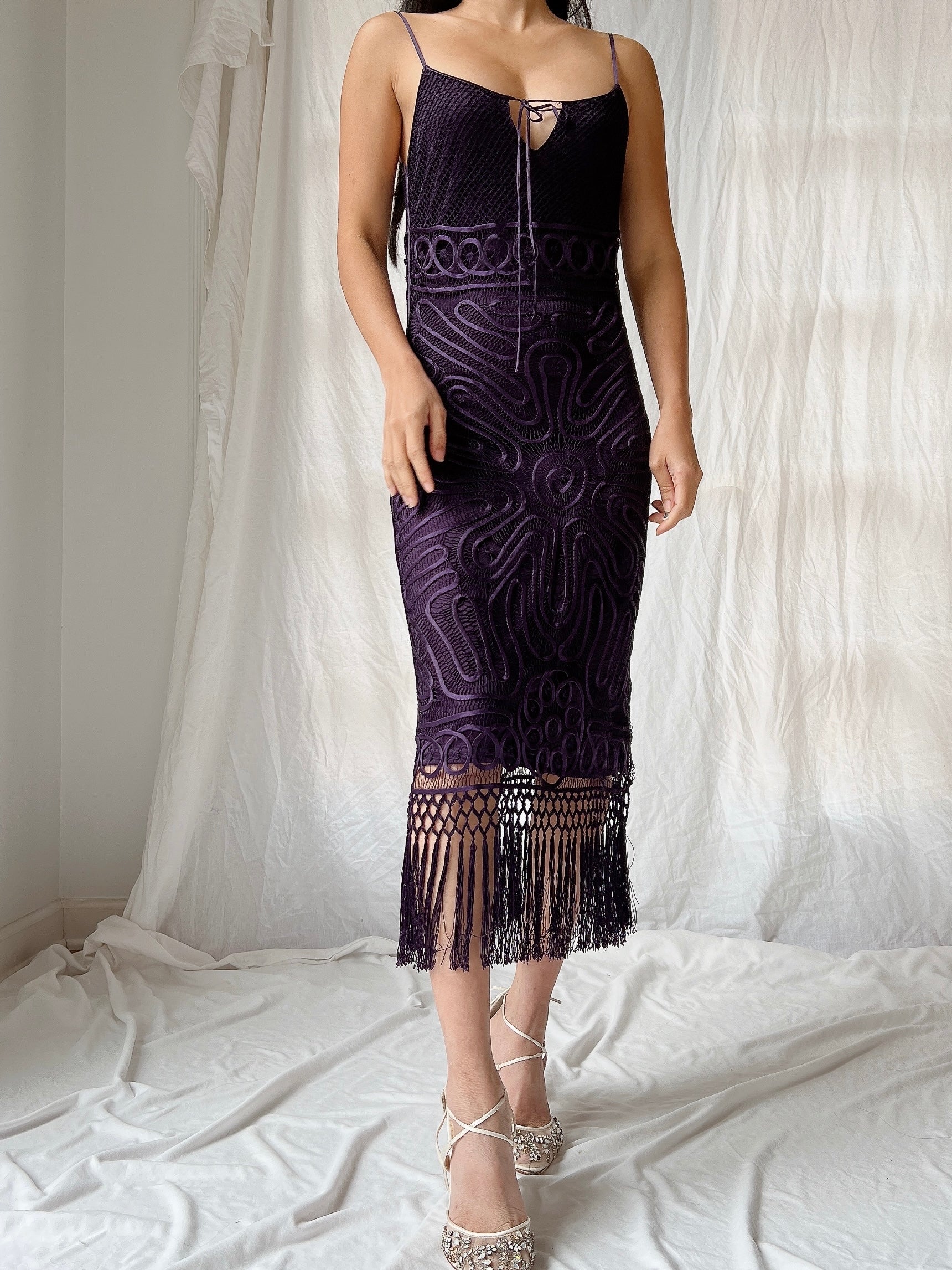 Vintage Silk Crochet Dress - S