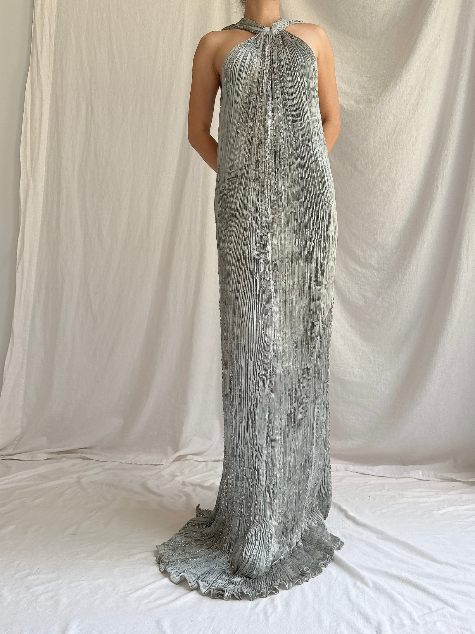 Vintage Patricia Lester Silk Pleated Dress - S-M