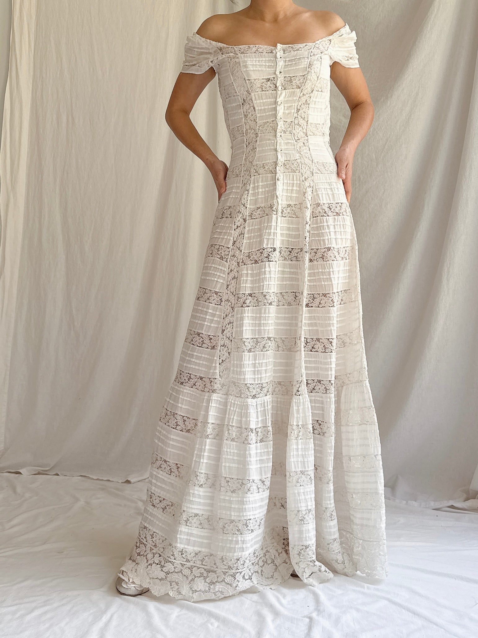 Antique Lace and Cotton Dress - XS