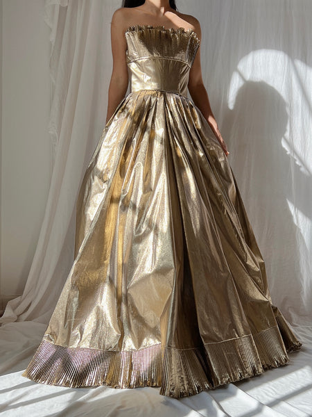 Vintage Victor Costa Gold Lurex Gown - S/6 | G O S S A M E R Vintage Victor Costa Gold Lurex Gown - S/6 | G O S S A M E R