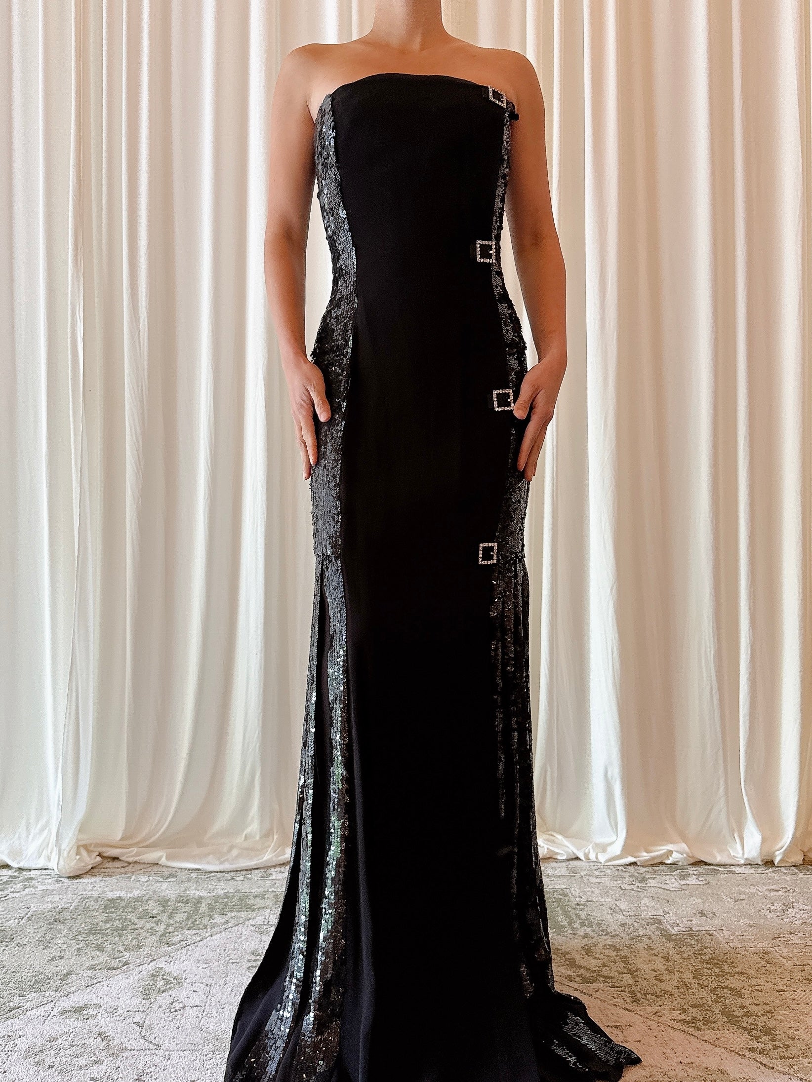 Vintage Belleville Sassoon Black Sequined Dress - UK 16