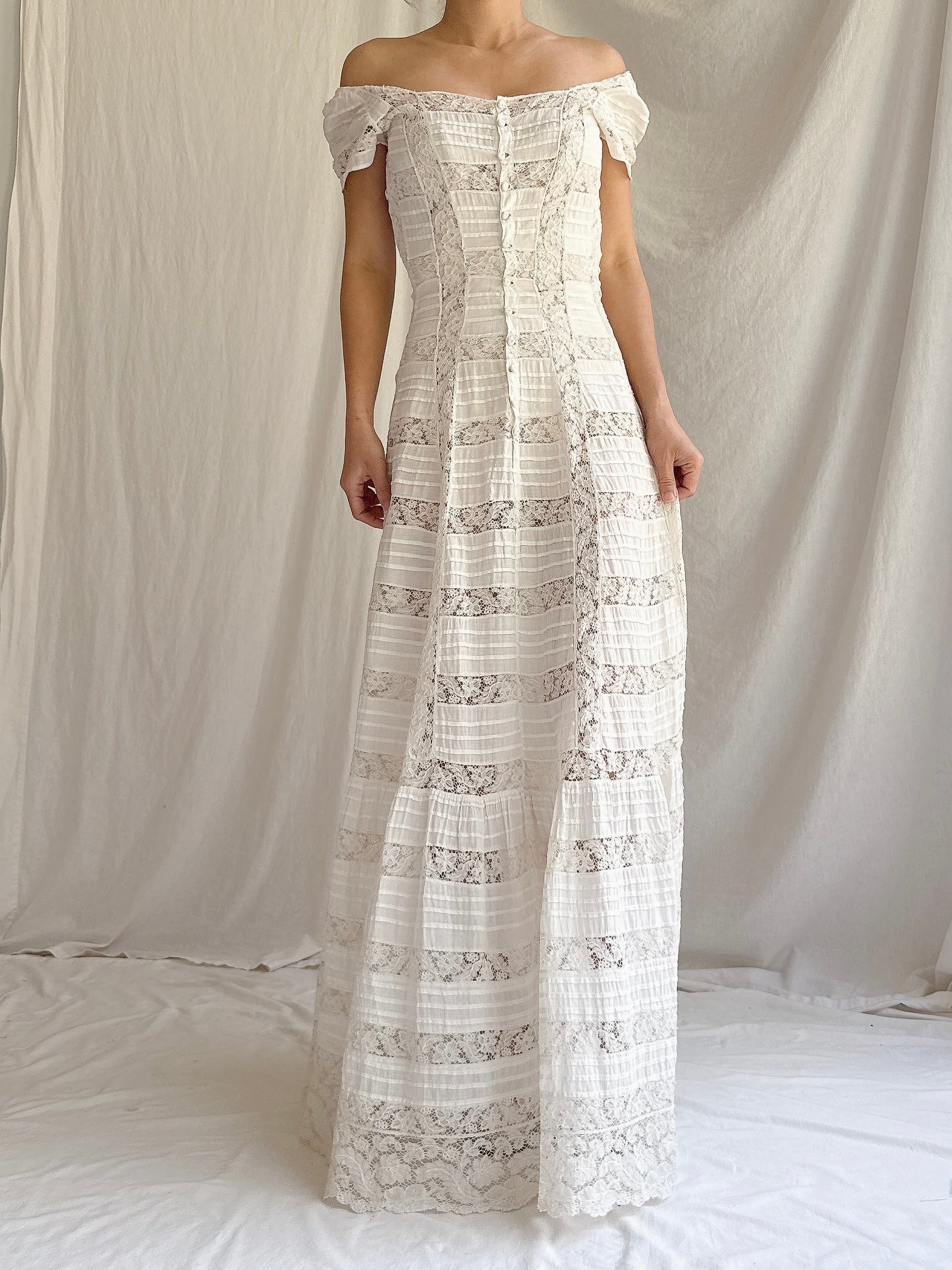 Antique Lace and Cotton Dress - XS