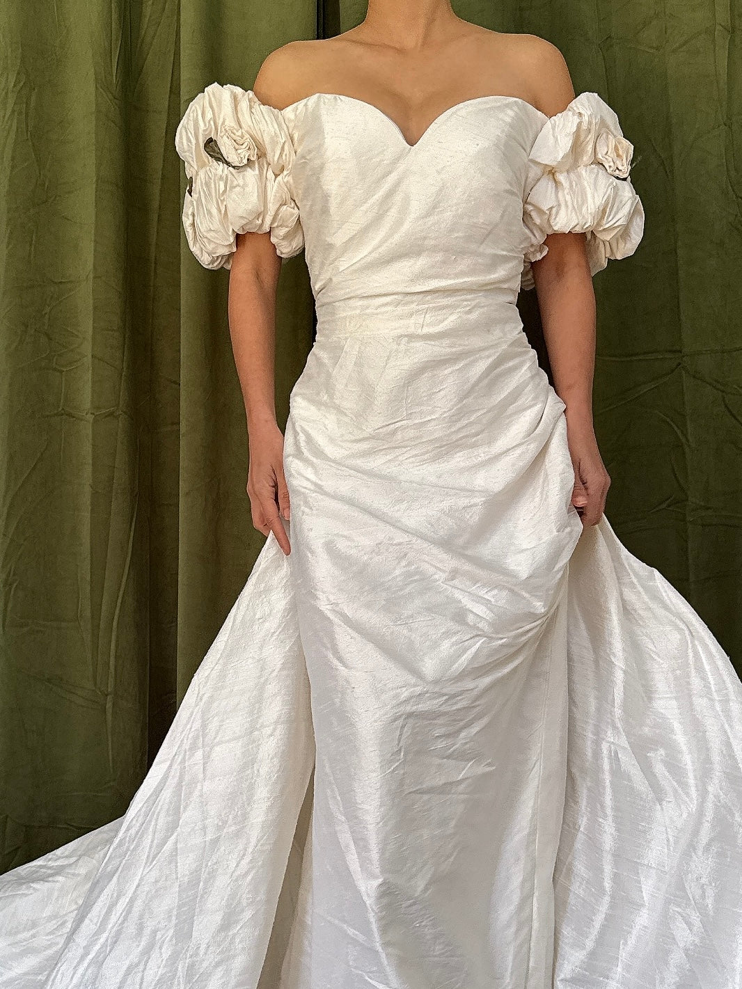 Vintage Dupioni Silk Draped Gown - L/12