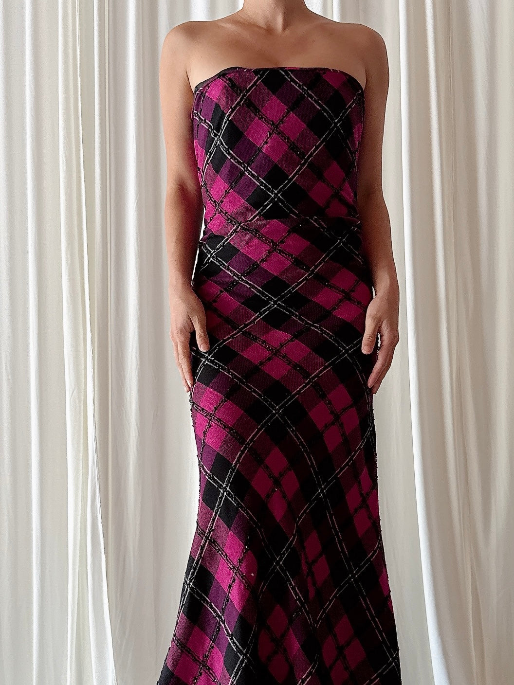 Vintage Belleville Sassoon Purple Pink Velvet Dress - UK 12