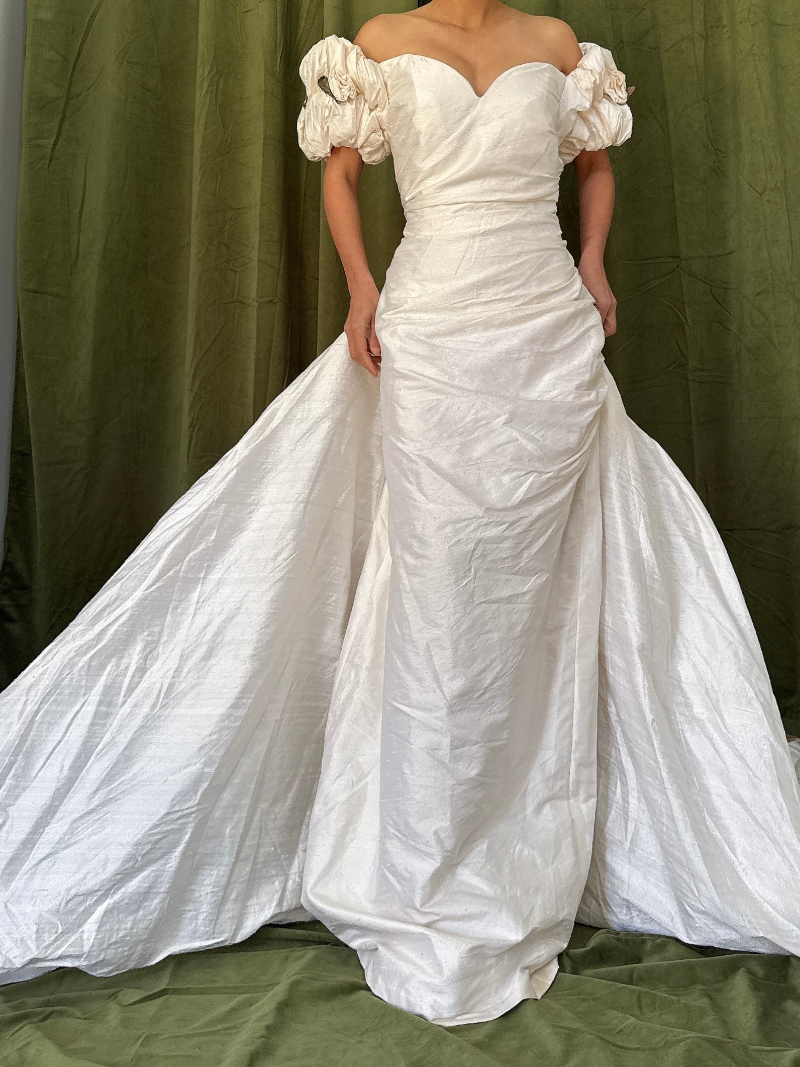 Vintage Dupioni Silk Draped Gown - L/12