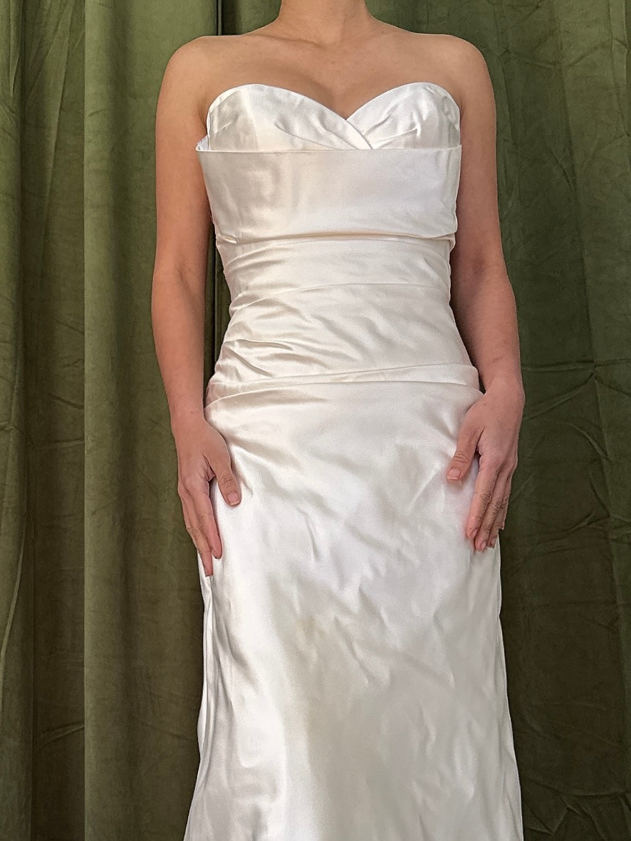 Vintage Strapless Silk Gown - M/6