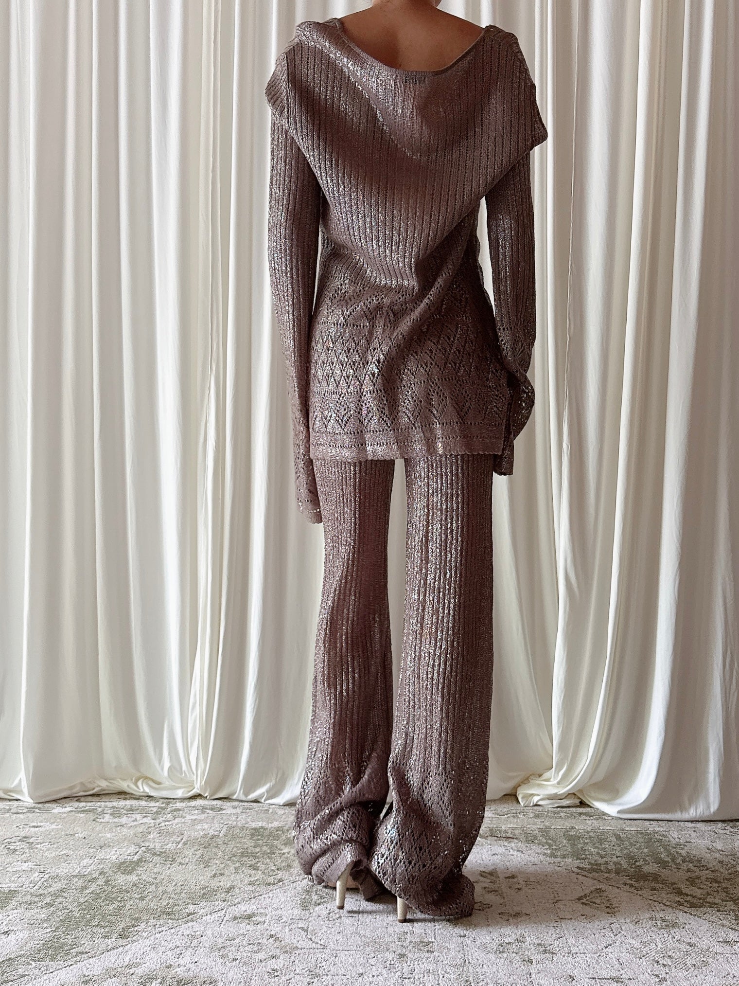 Vintage BJ Knits Taupe 2 Piece Set - L